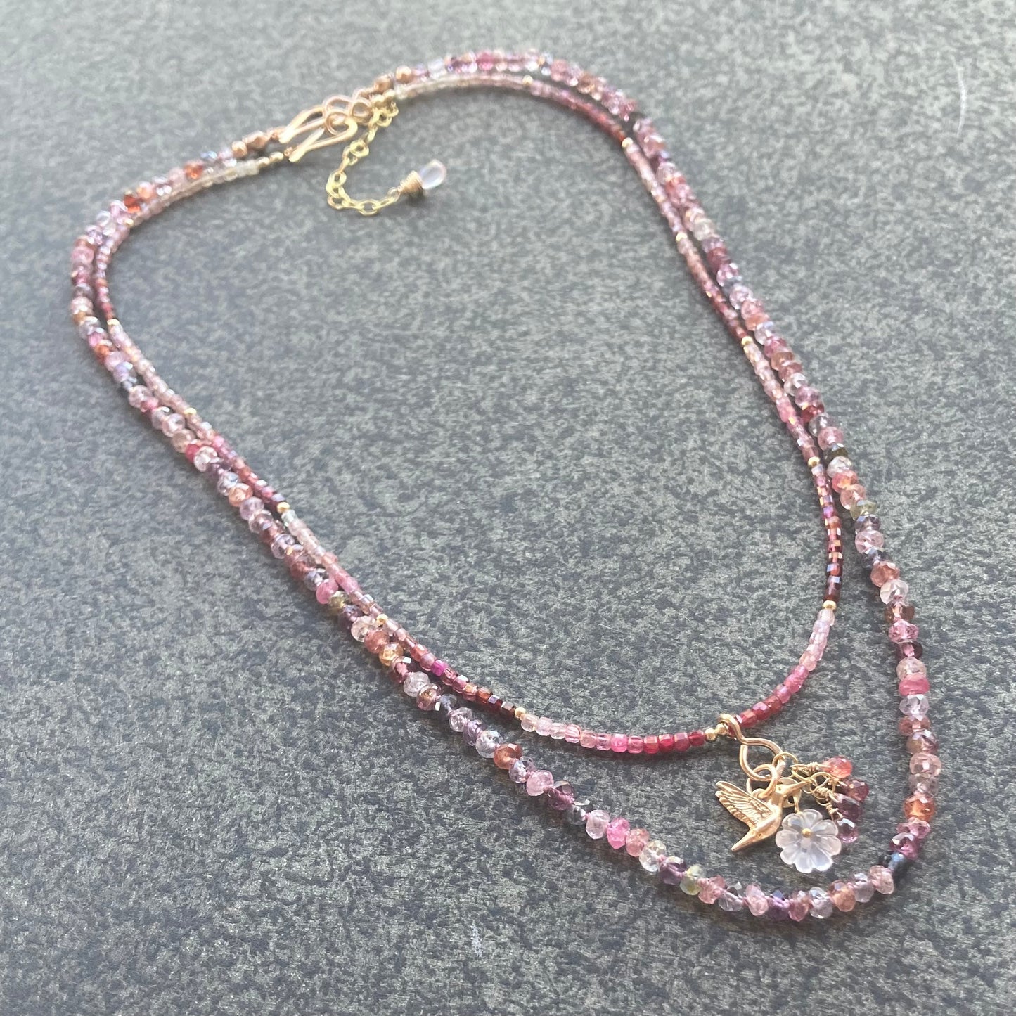 Multicolor Spinel “Confetti” Hand Knotted Silk Necklace