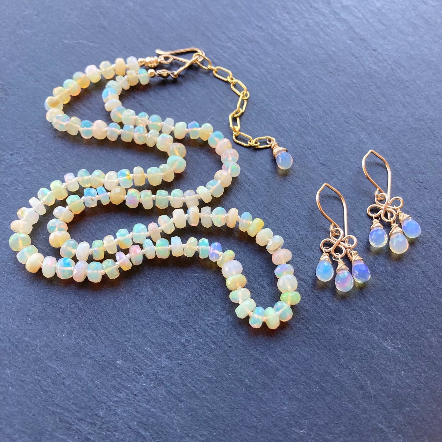 Ethiopian Opal & Gold Earrings