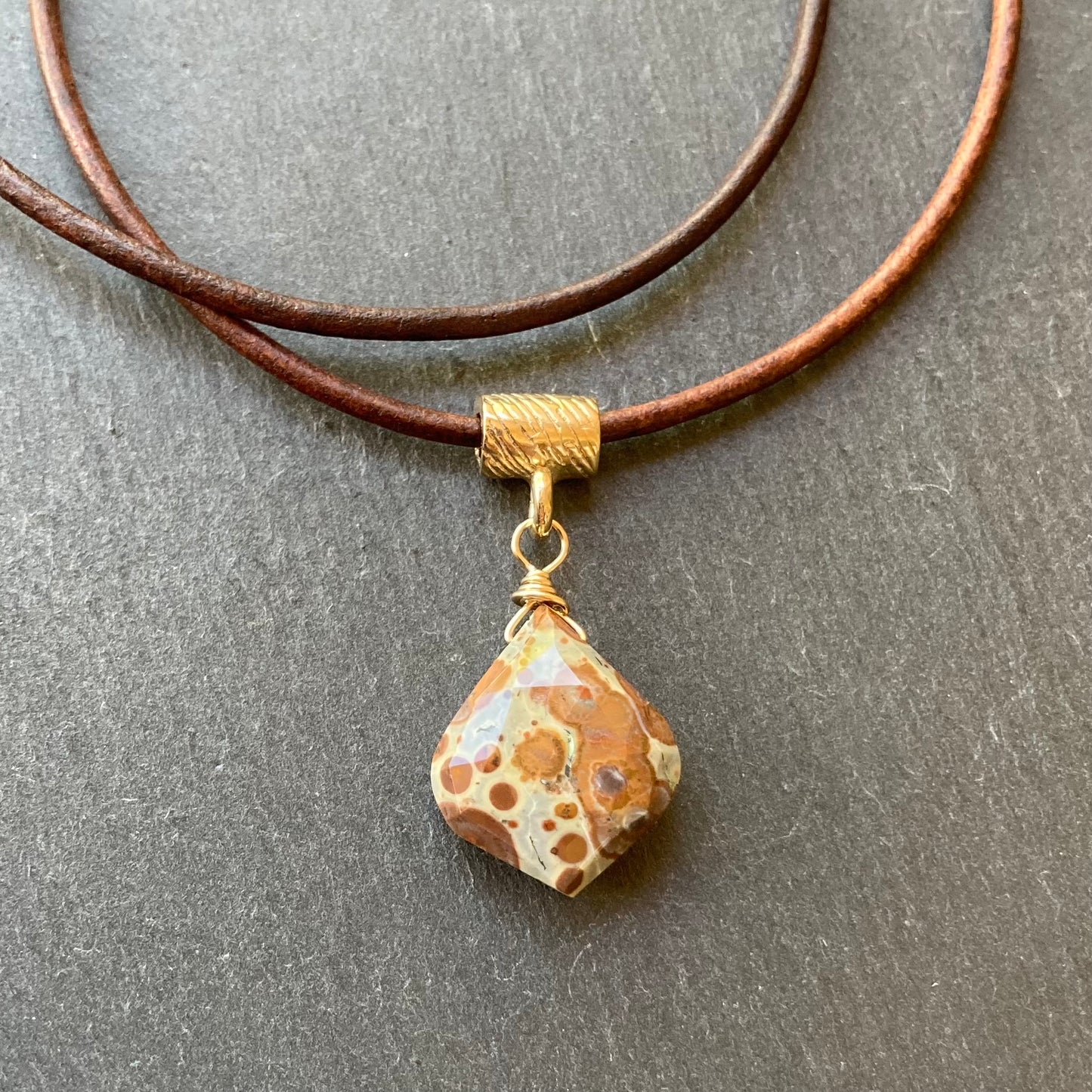 Asteroid Jasper & Bronze Leather Choker