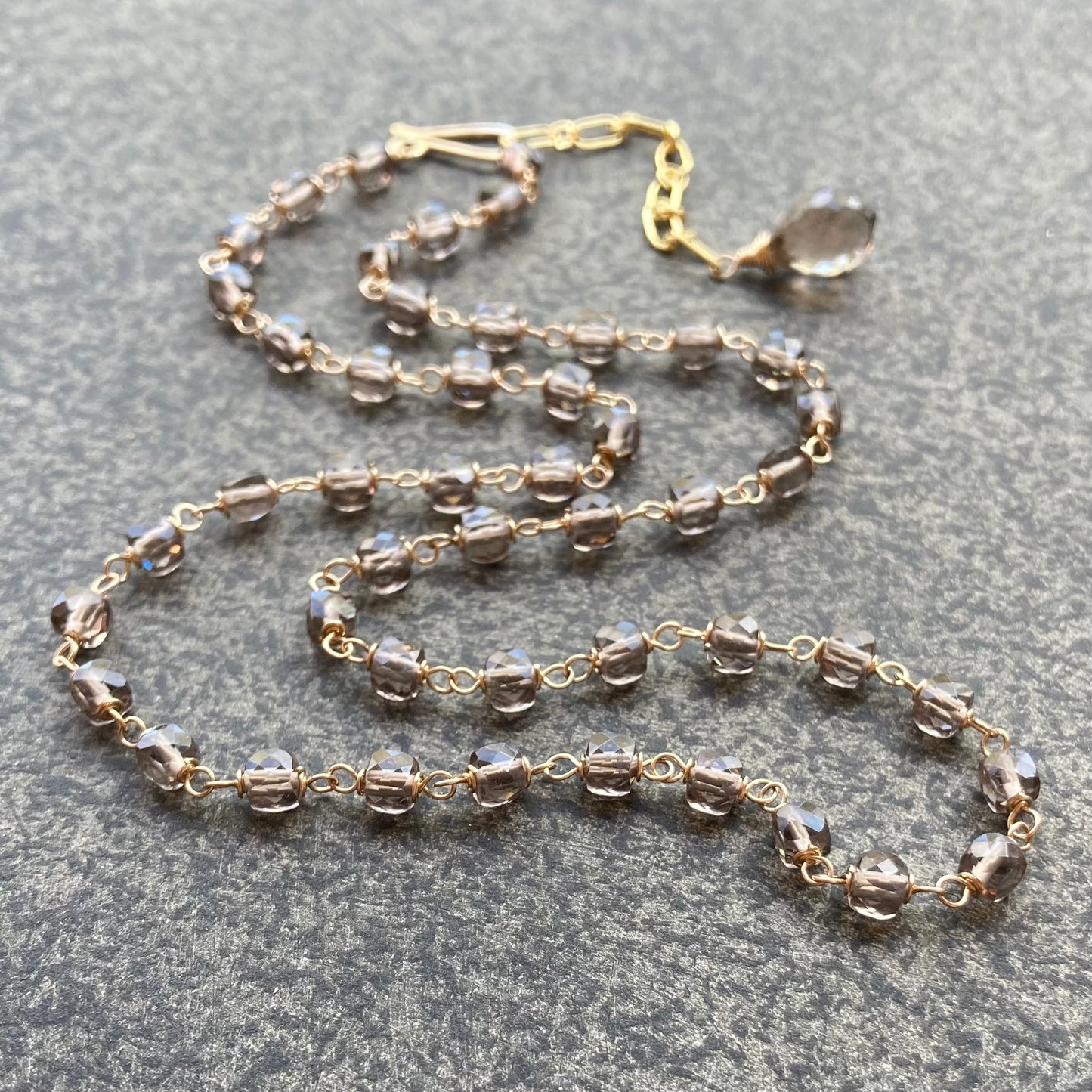 Ice Obsidian & Gold Convertible Lariat Necklace