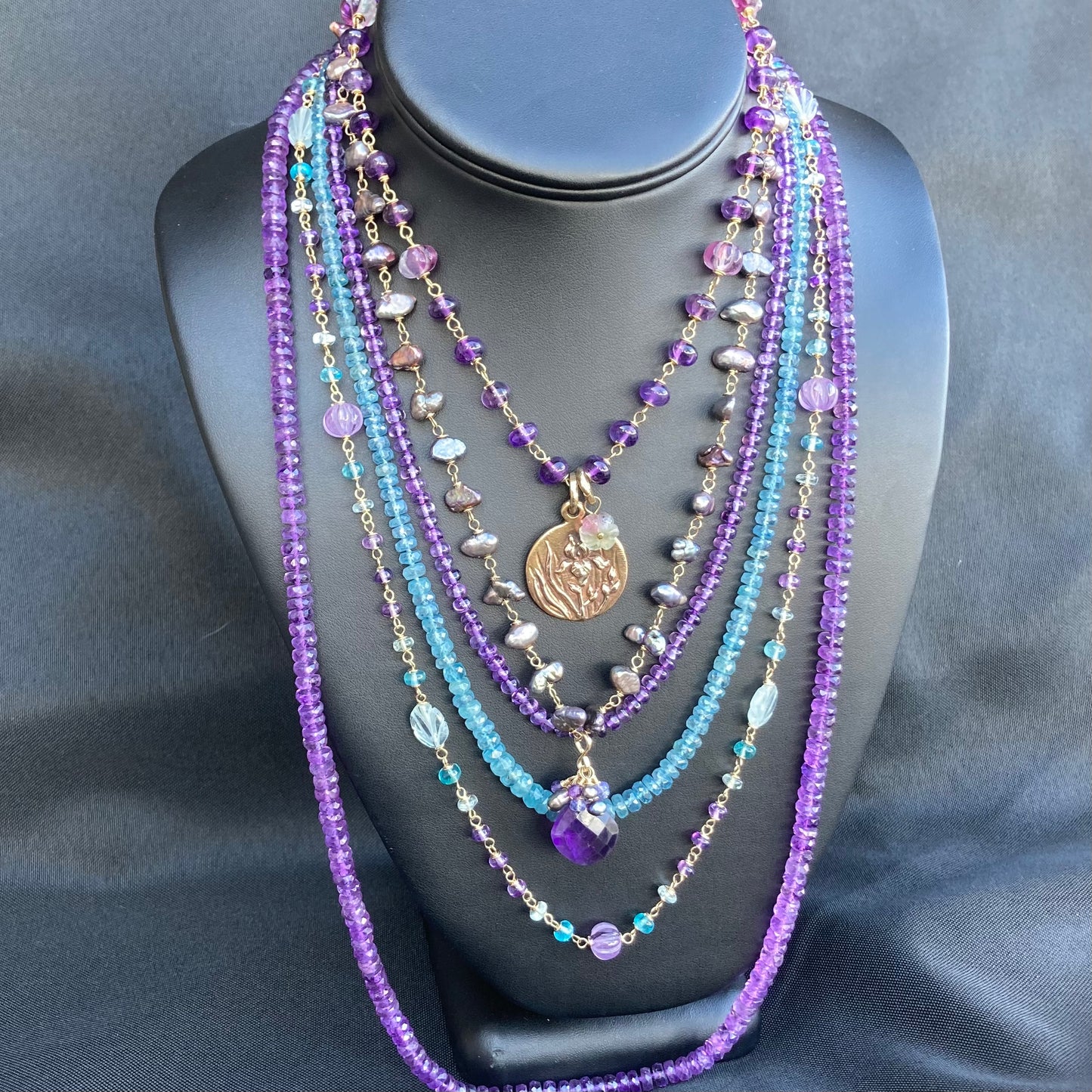 Amethyst Hand Knotted Silk Necklace