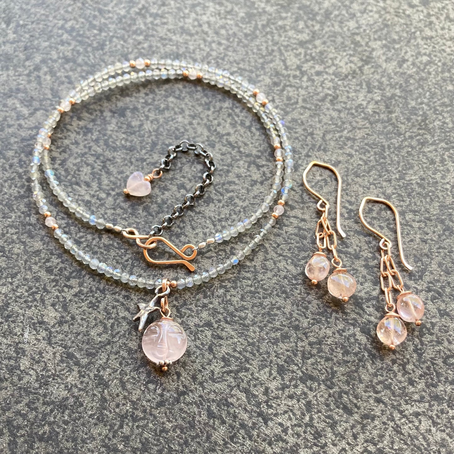 Morganite & Rose Gold Long Drop Earrings