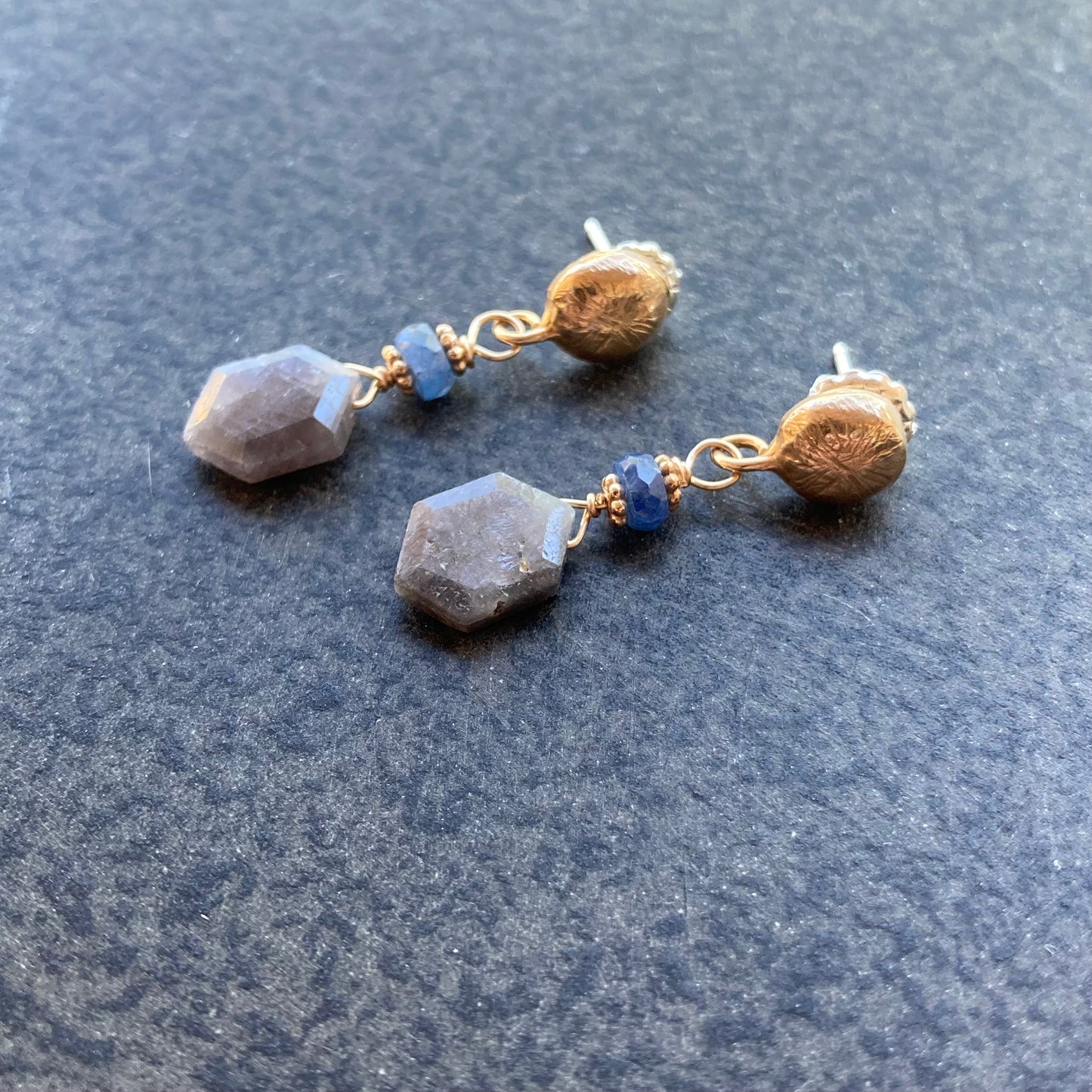Madagascar Sapphire & Bronze Studs