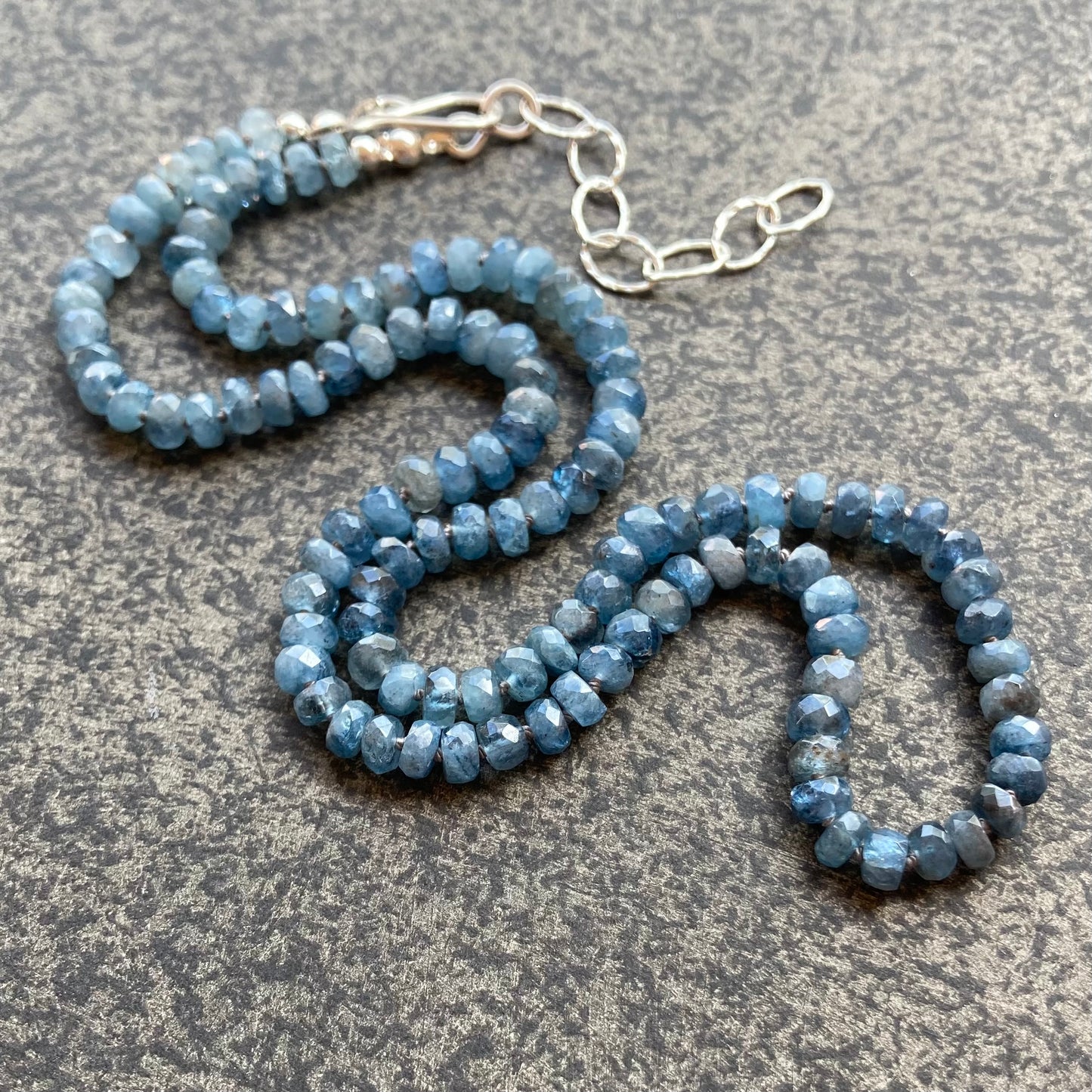 Santa Maria Aquamarine Hand Knotted Silk Necklace