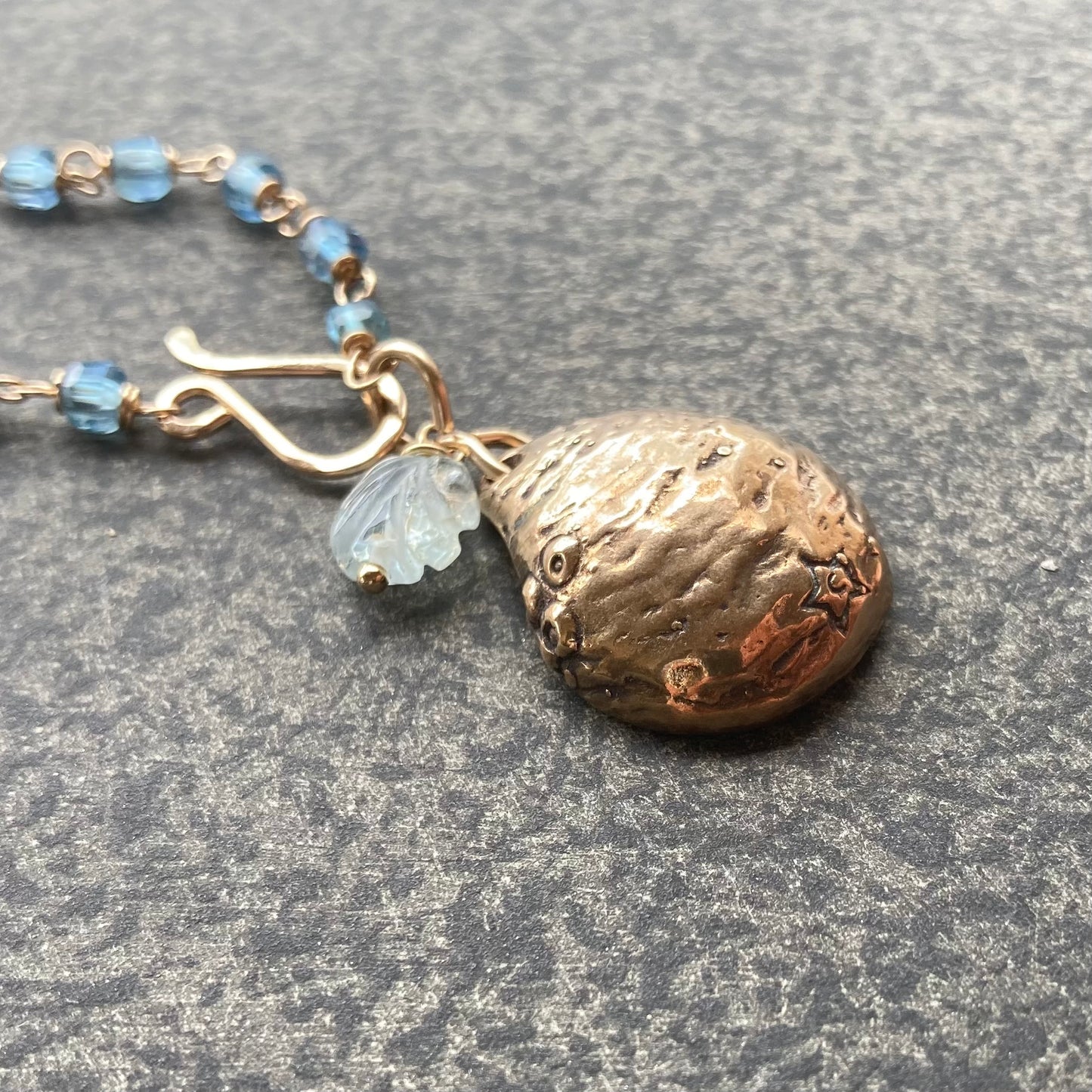 Santa Maria Aquamarine, Gold & Bronze Siren of the Sea Pendant Necklace