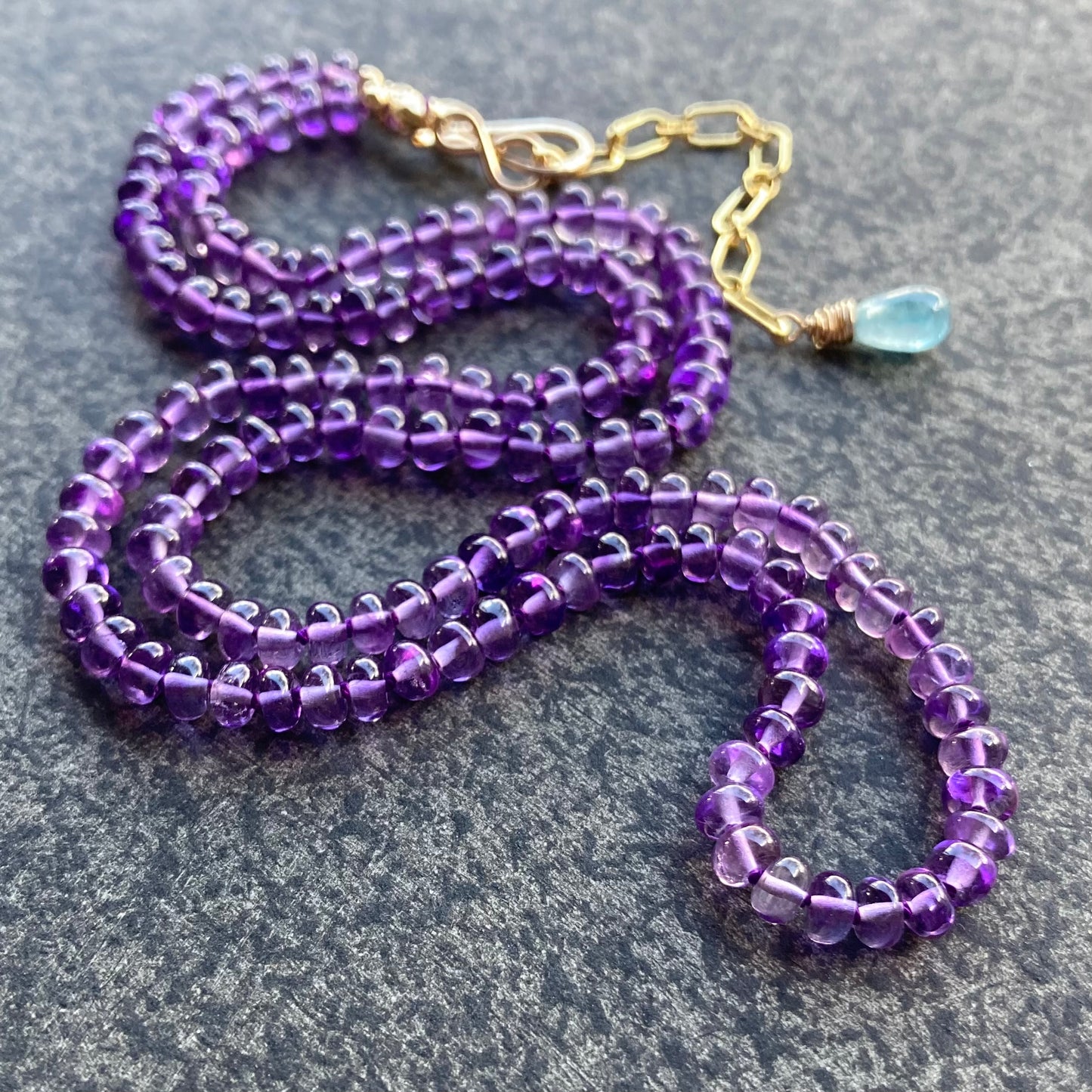 Amethyst Hand Knotted Silk Necklace