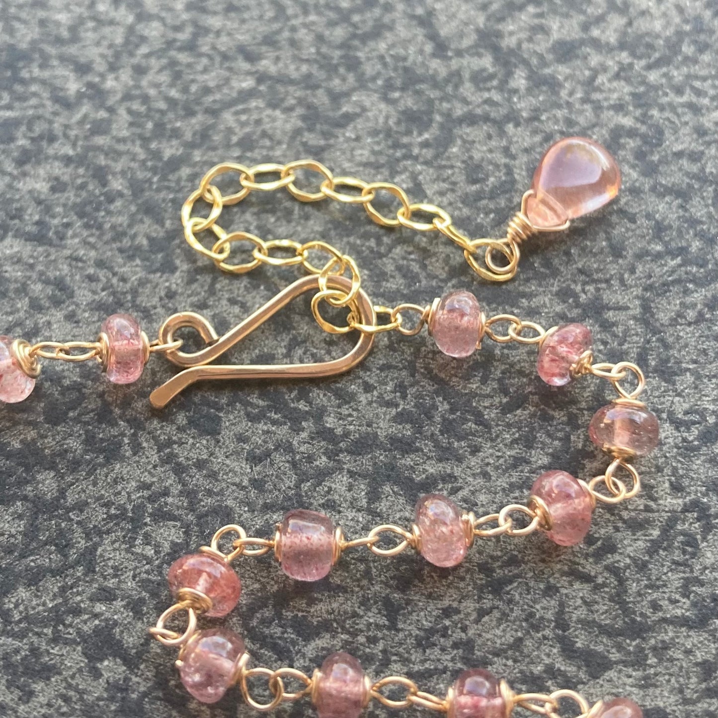 Strawberry Quartz & Gold Necklace