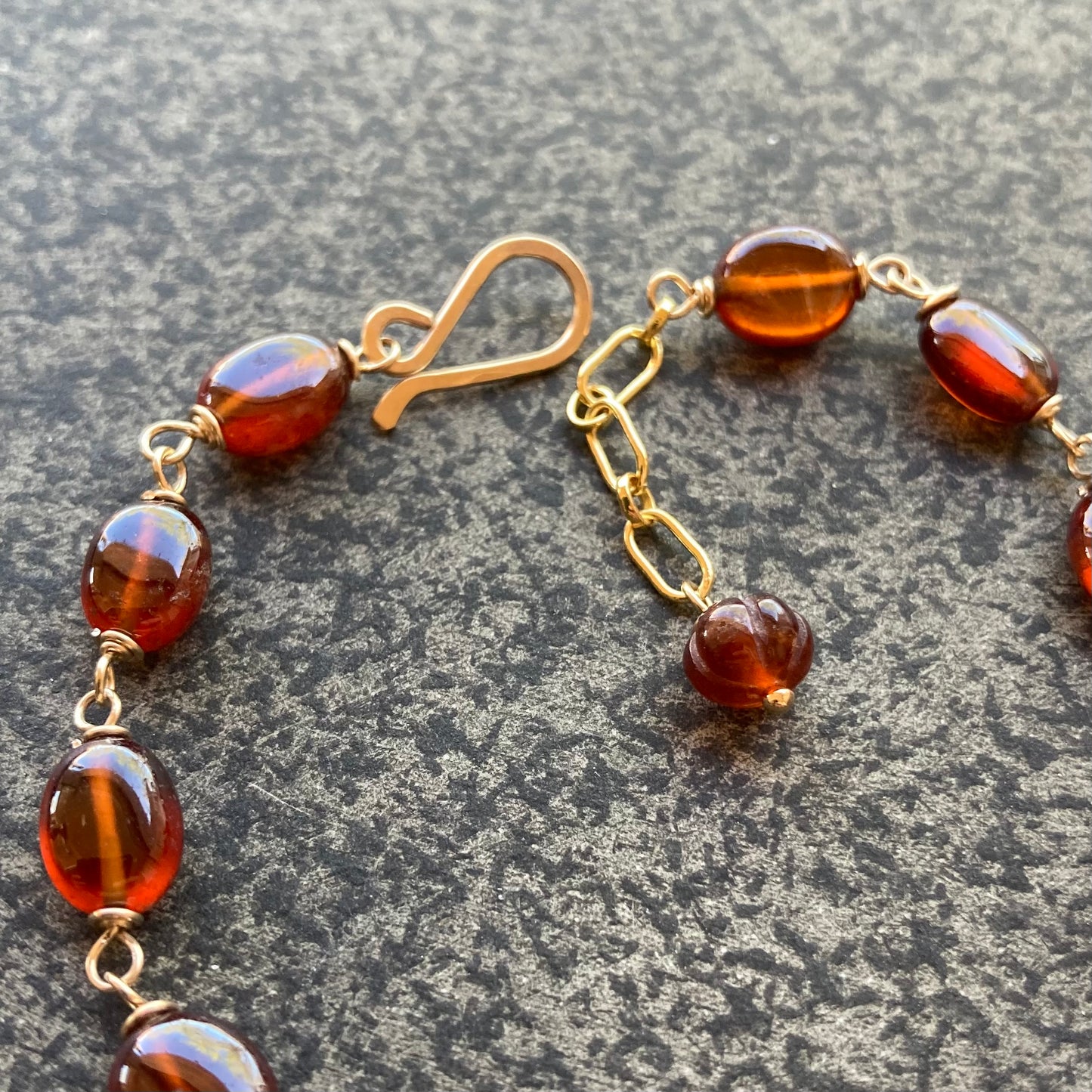 Hessonite Garnet & Gold Bracelet