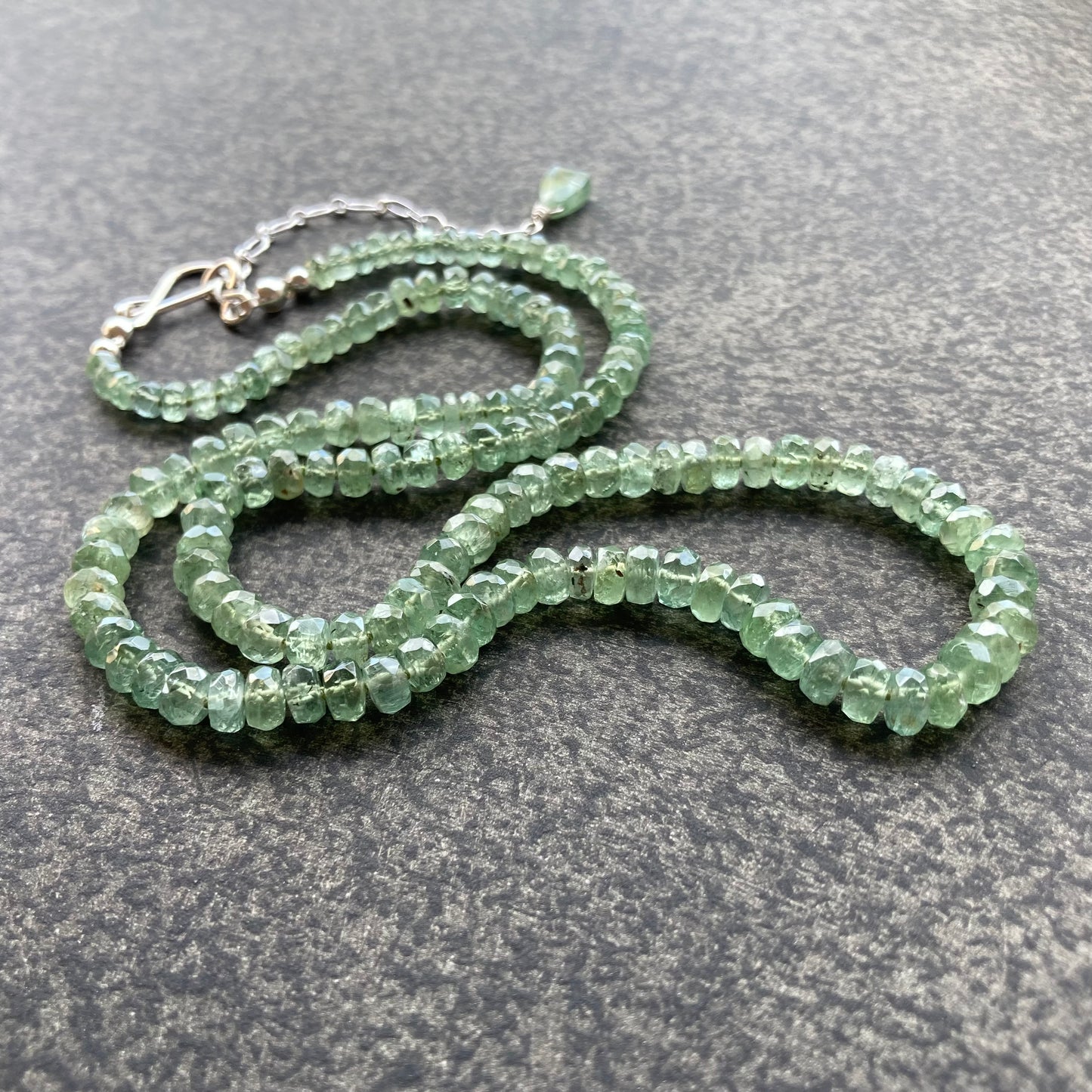 Green Kyanite Hand Knotted Silk Necklace