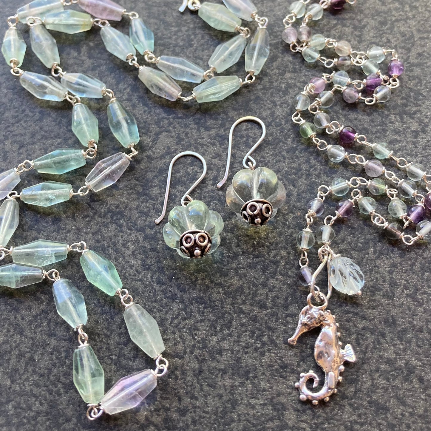 Green Fluorite & Sterling Silver Earrings