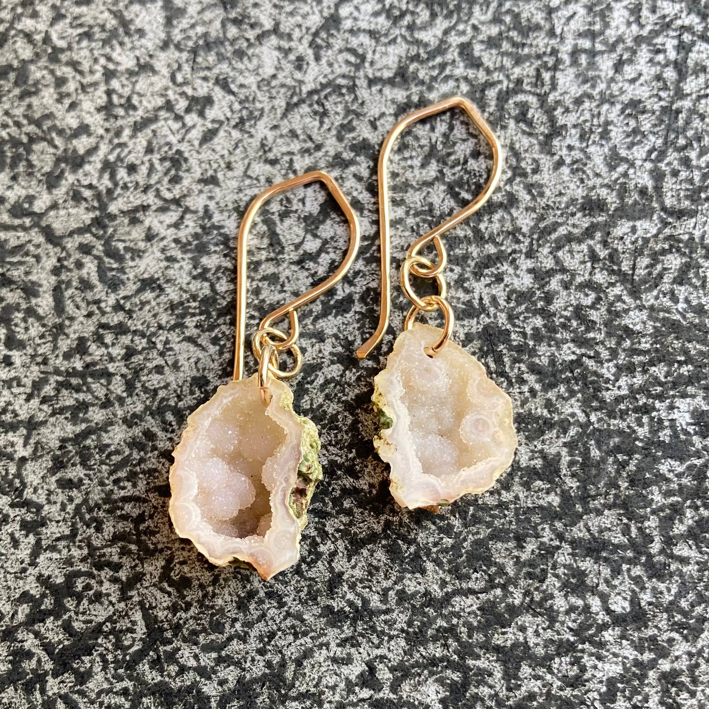 Champagne Druzy Tabasco Geode & Gold Earrings