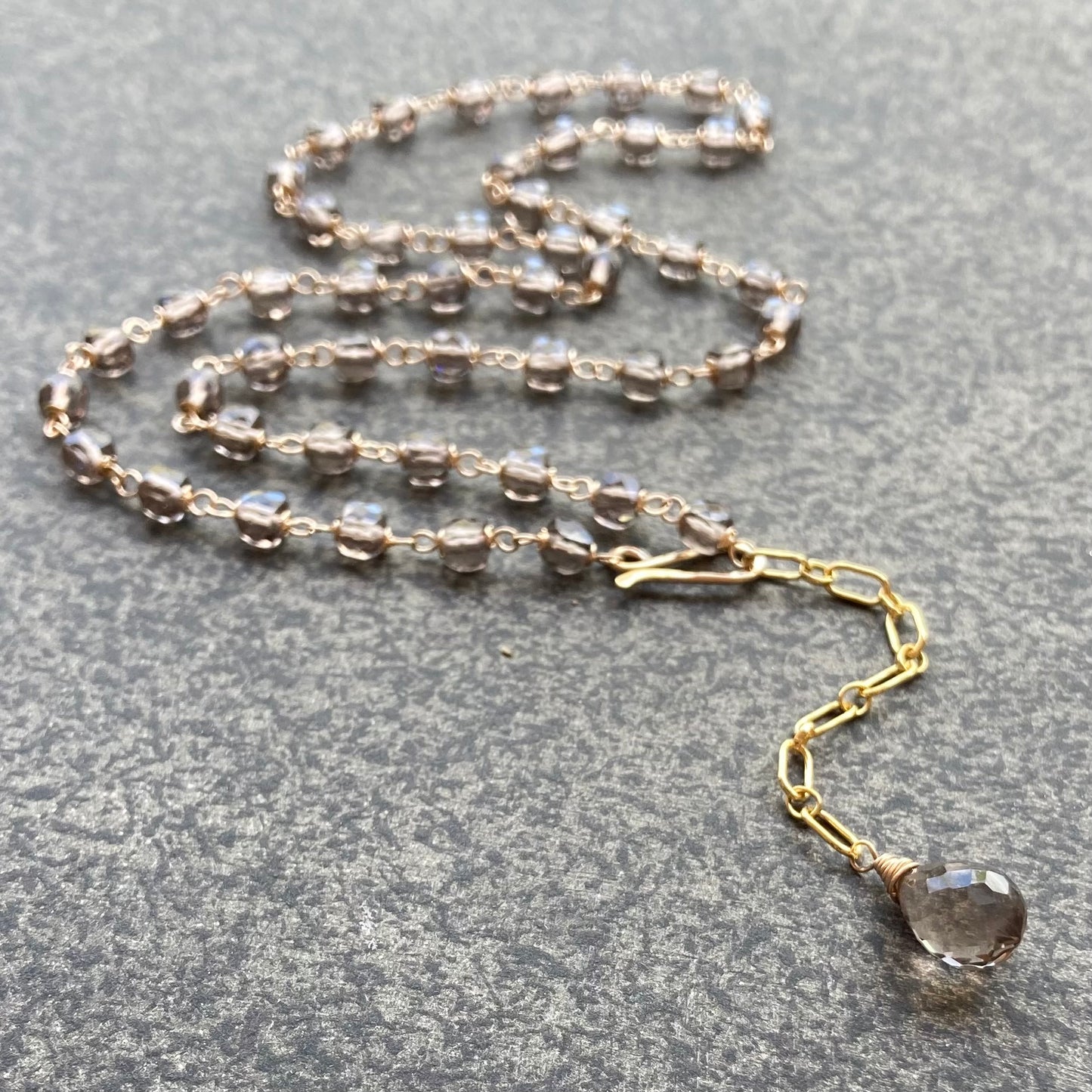 Ice Obsidian & Gold Convertible Lariat Necklace