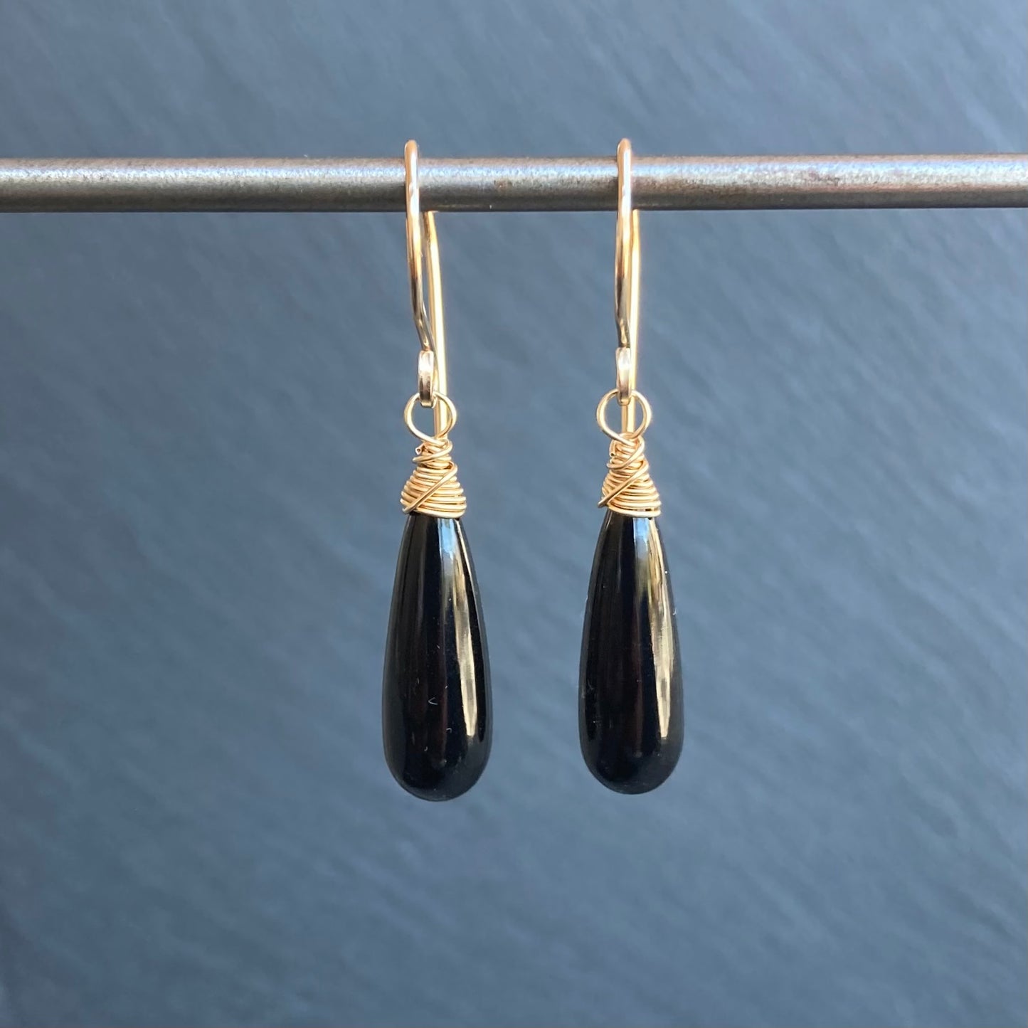 Black Onyx & Gold Earrings
