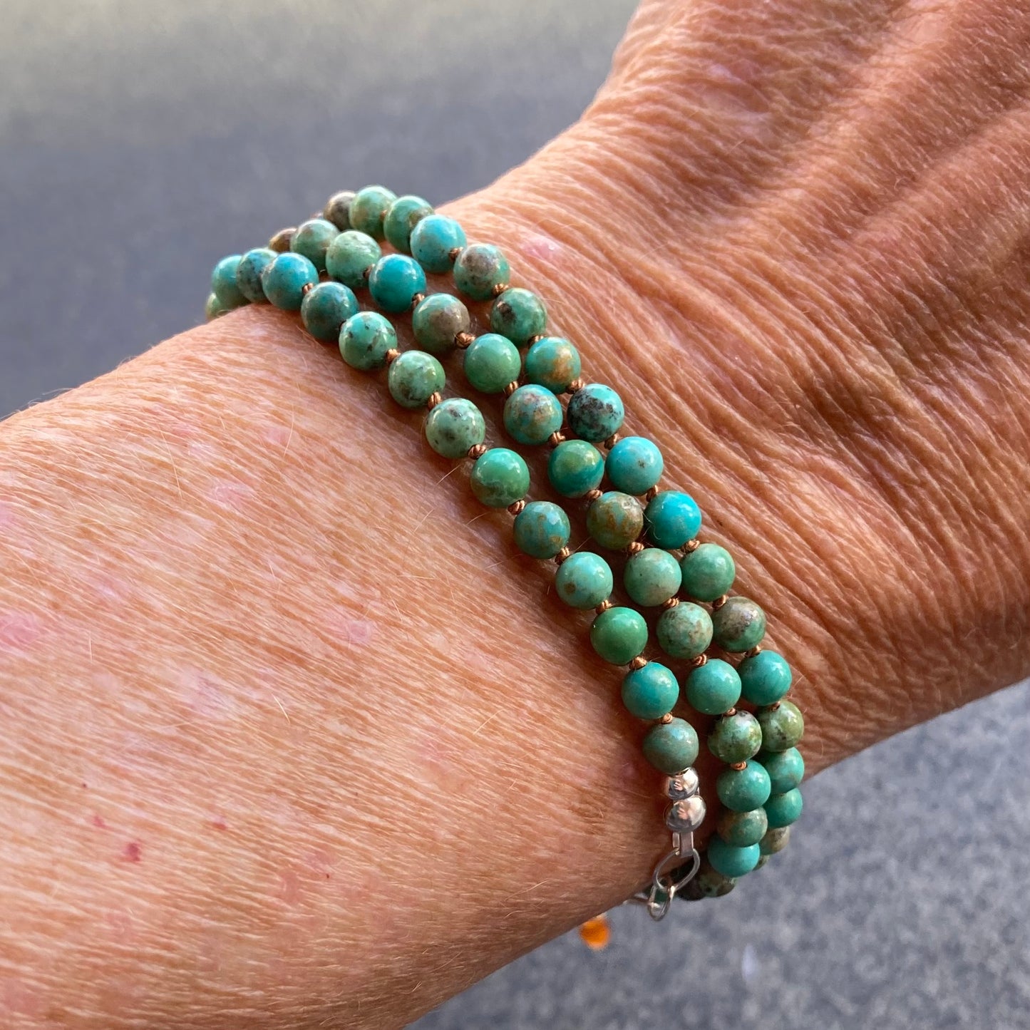 Hubei Turquoise Hand Knotted Silk Necklace