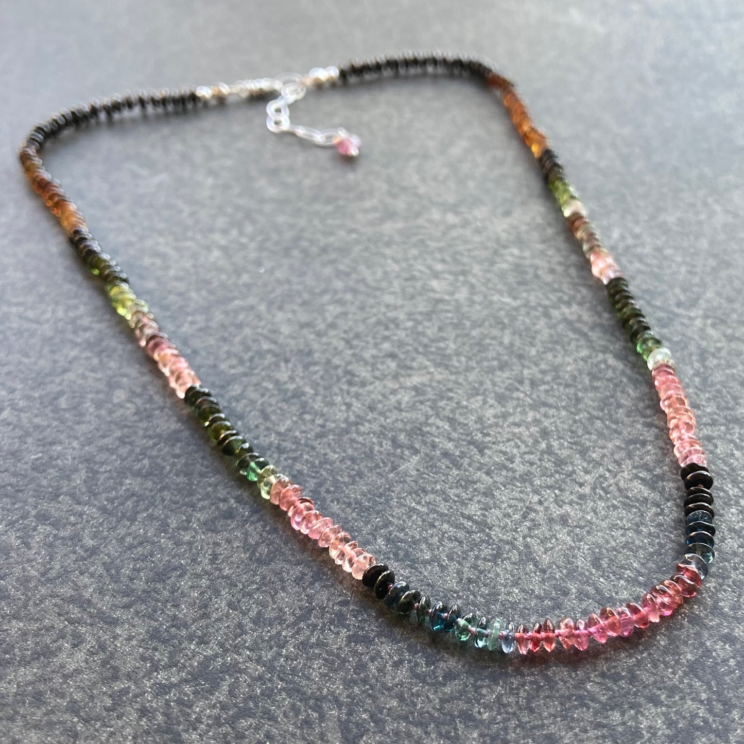 Ombré Tourmaline Hand Knotted Silk Necklace
