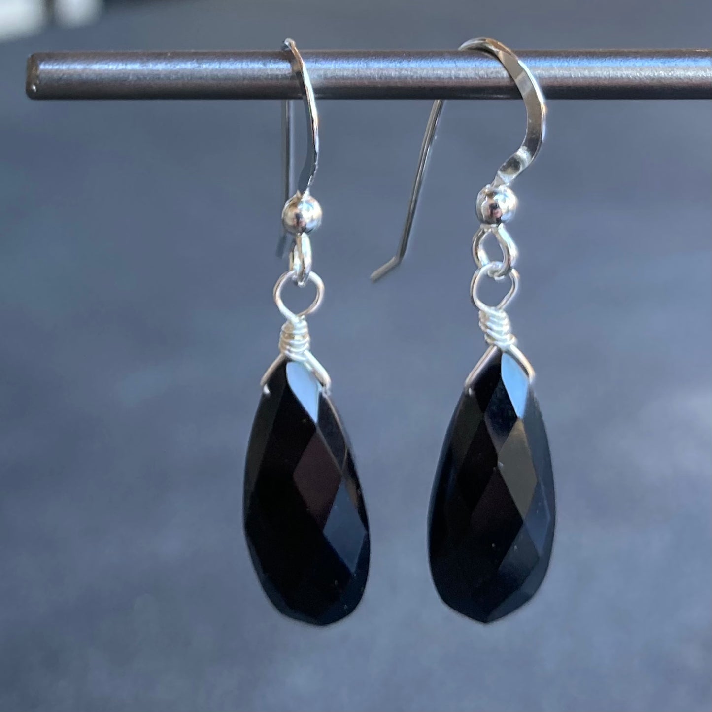 Black Onyx & Sterling Silver Earrings