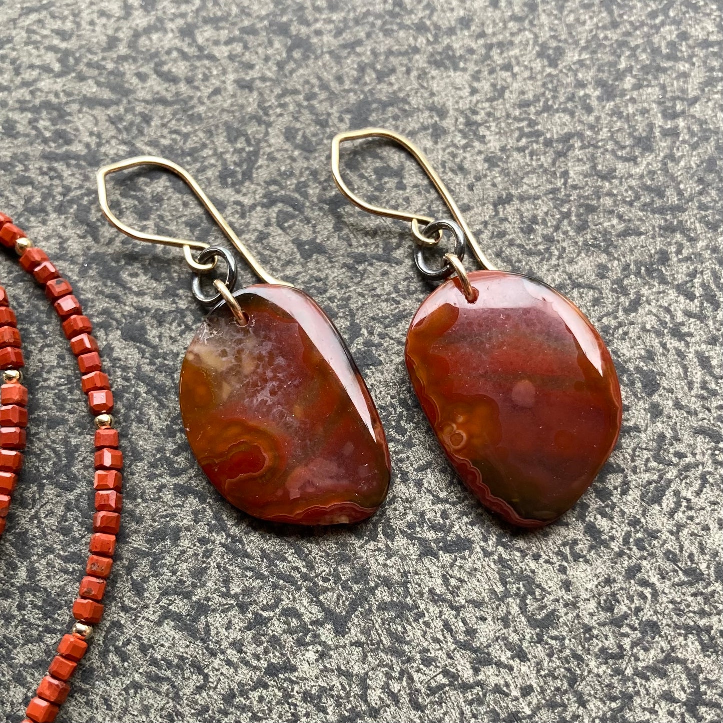 Red Agua Nueva Agate & Mixed Metal Earrings