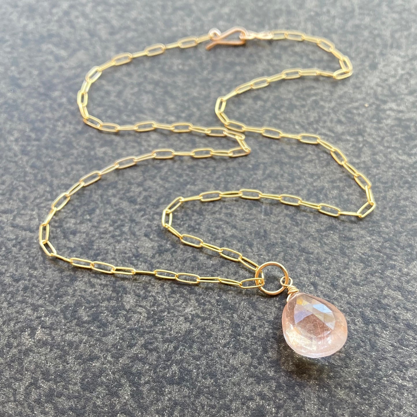 Copper Rutilated Quartz & Gold Pendant Necklace