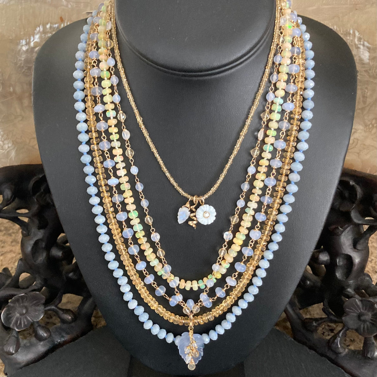Angelite Hand Knotted Silk Necklace
