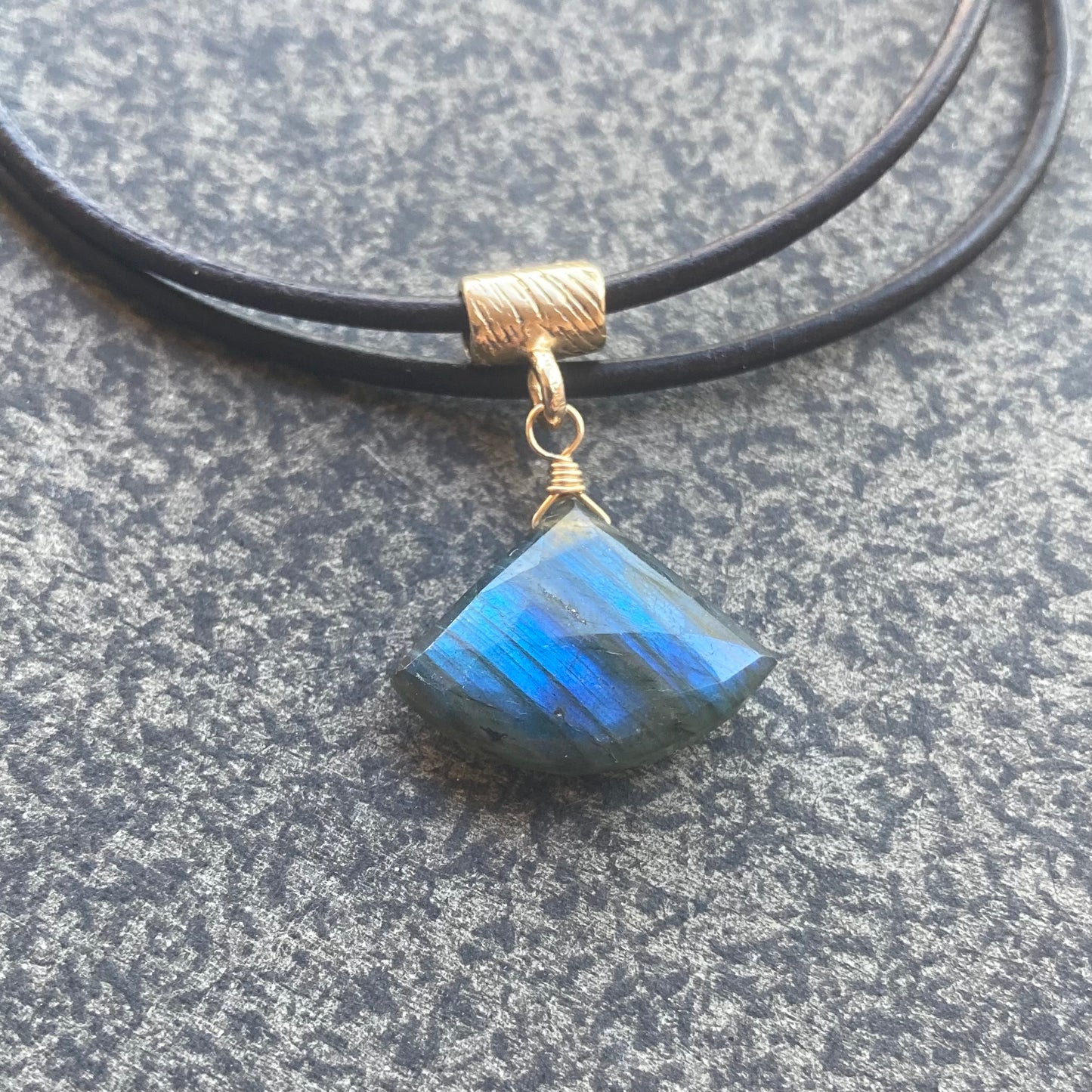 Labradorite & Bronze Leather Choker