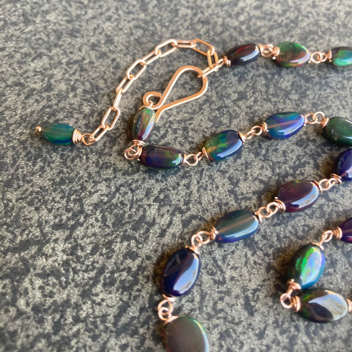 Ethiopian Black Opal & Rose Gold Necklace