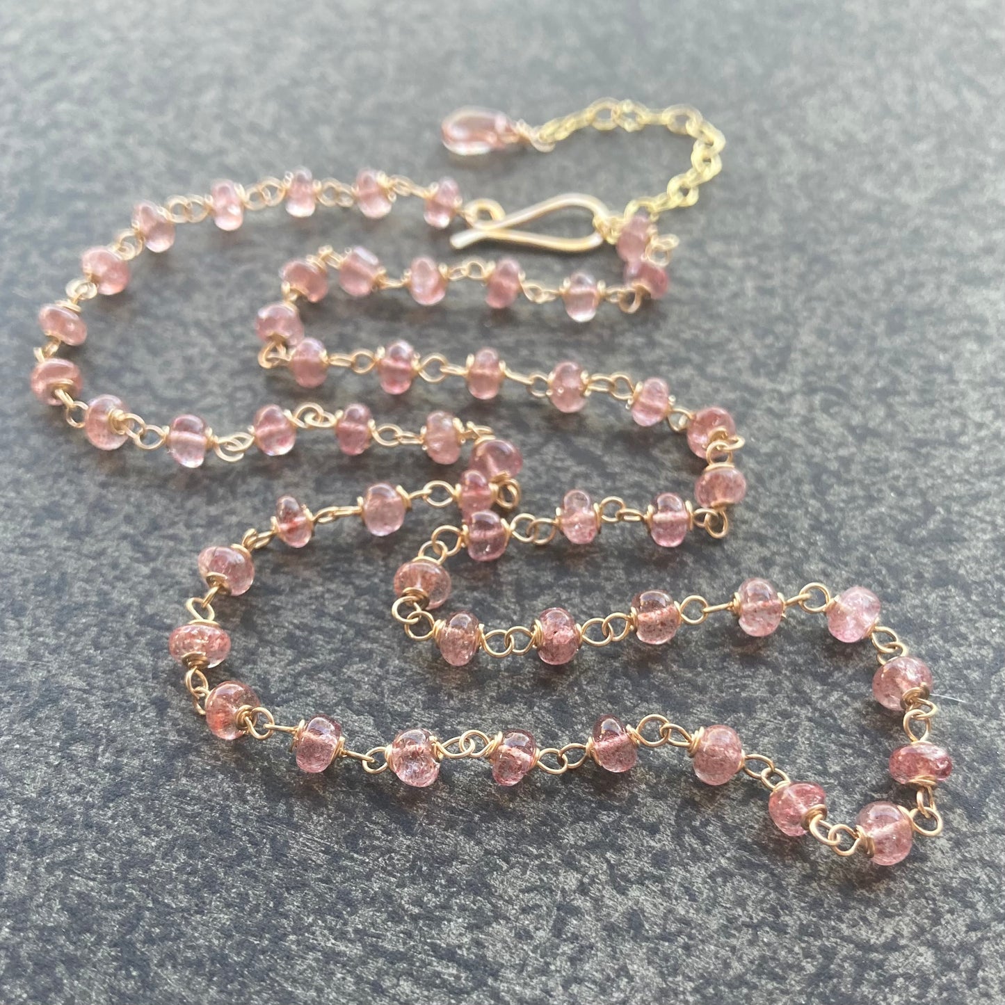 Strawberry Quartz & Gold Necklace