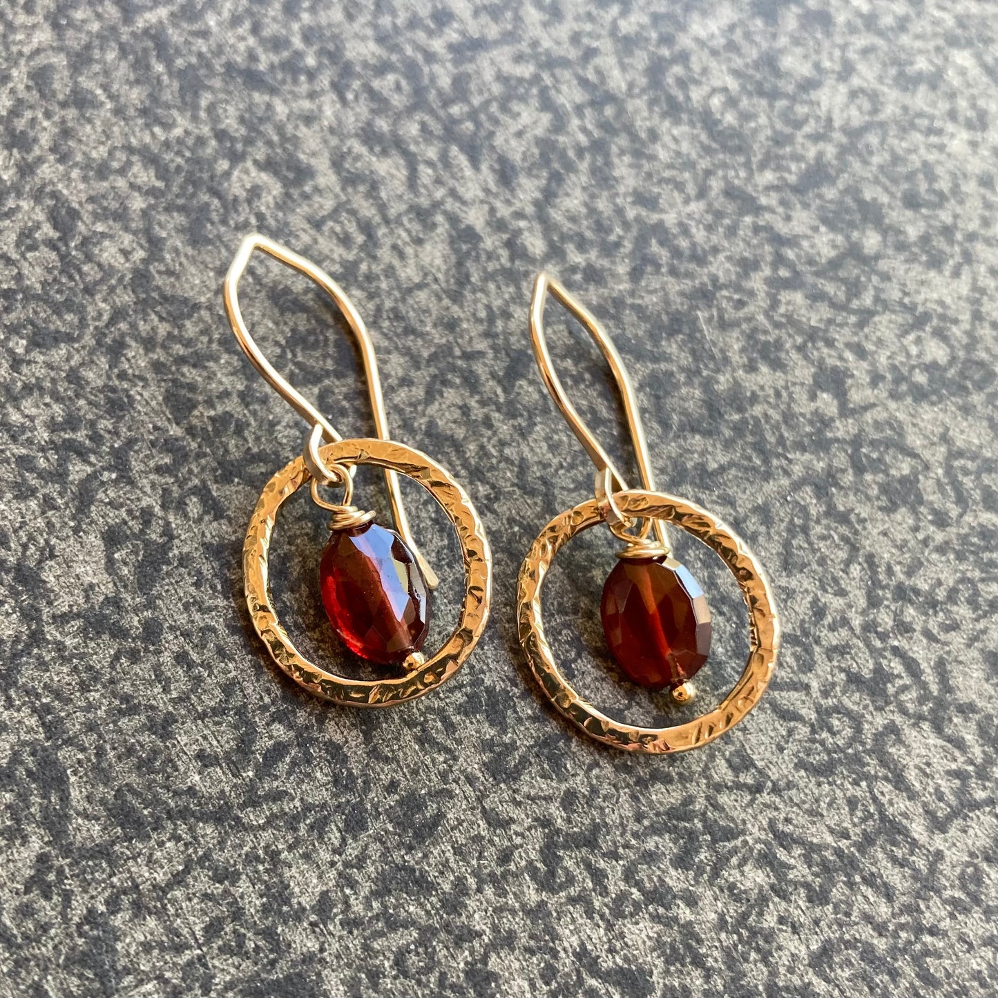 Mozambique Garnet, Gold & Bronze Hoops