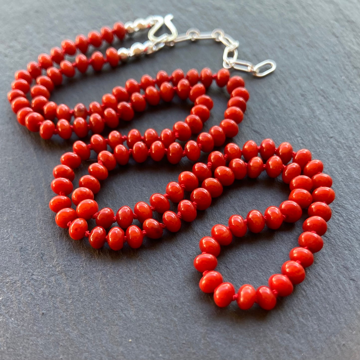 Bamboo Coral Hand Knotted Silk Necklace