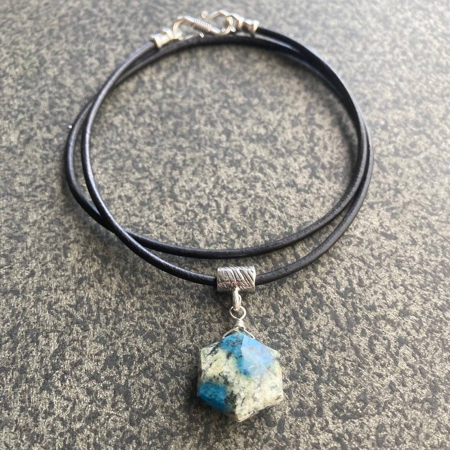 K2 Jasper & Sterling Silver Leather Choker