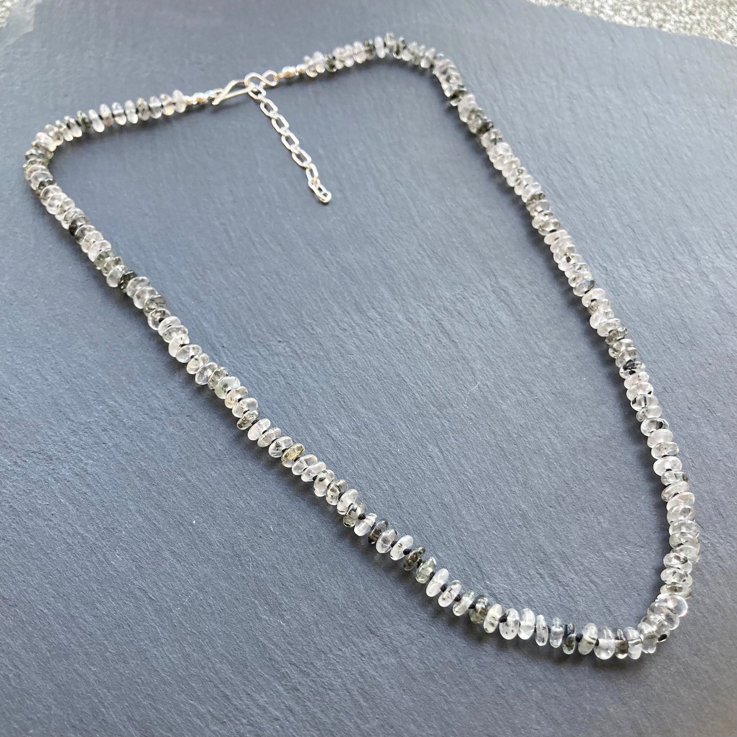 Black Rutilated Quartz Hand Knotted Silk Necklace