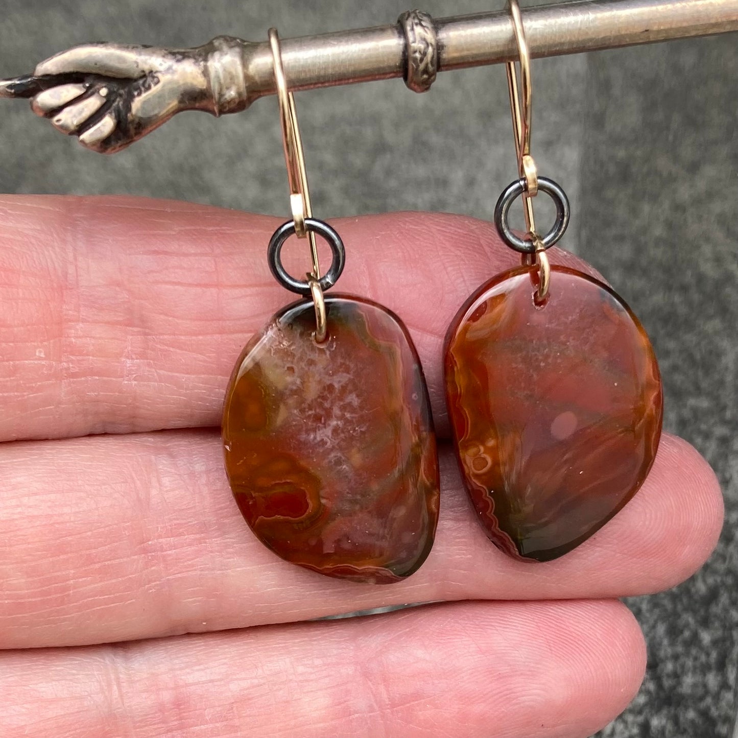Red Agua Nueva Agate & Mixed Metal Earrings