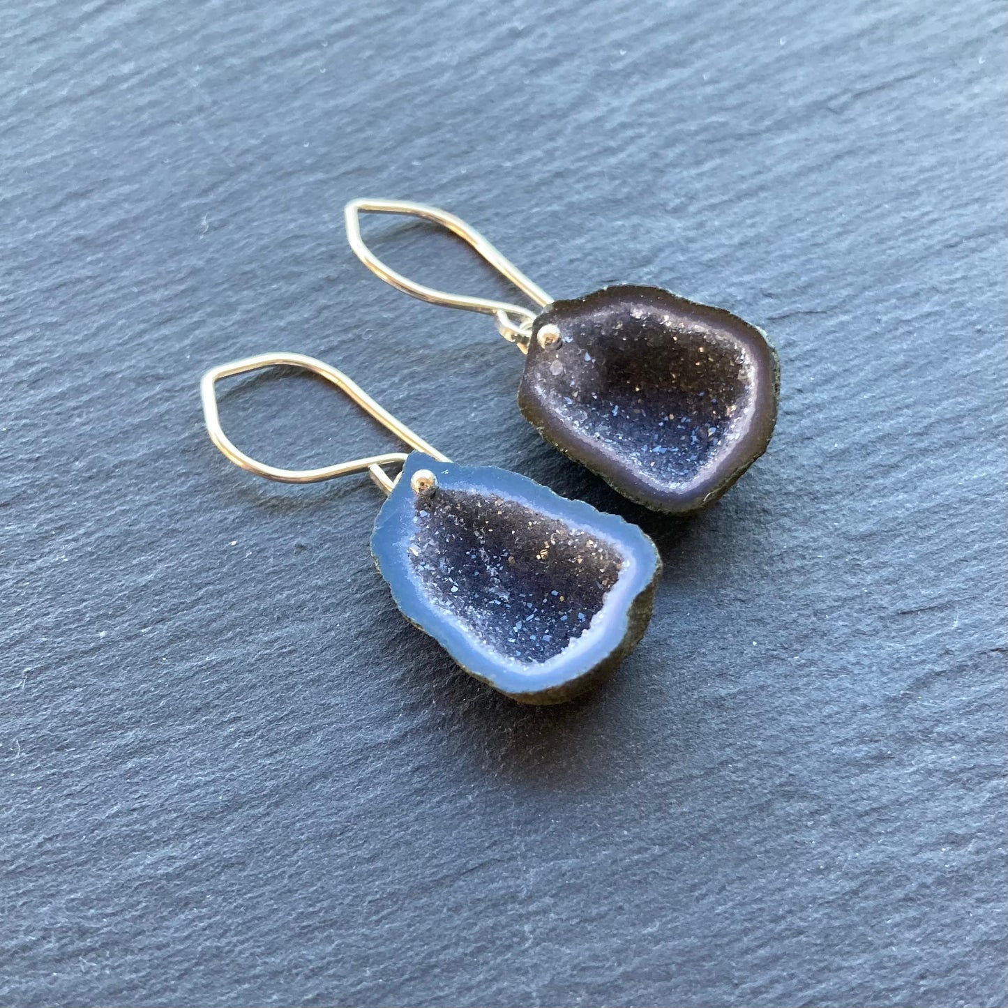 Black Druzy Tabasco Geode & Sterling Silver Earrings