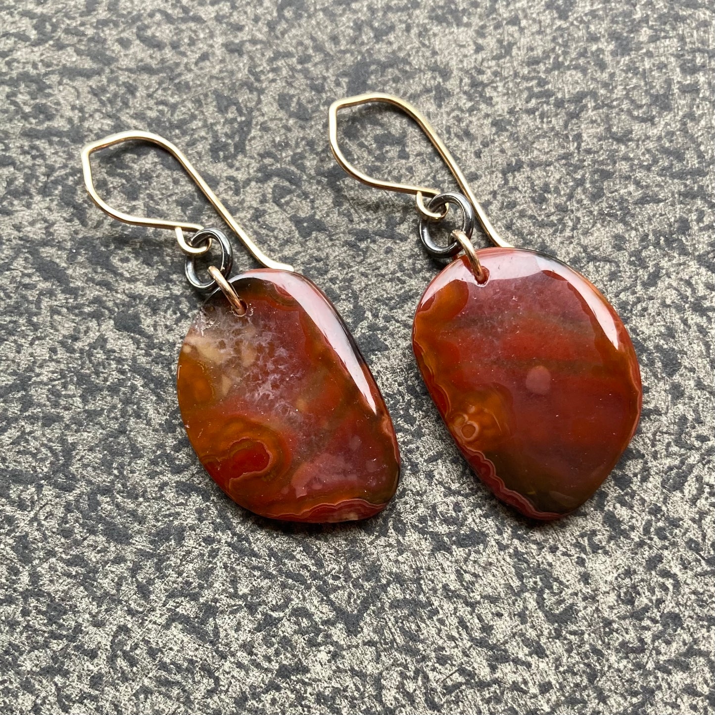 Red Agua Nueva Agate & Mixed Metal Earrings