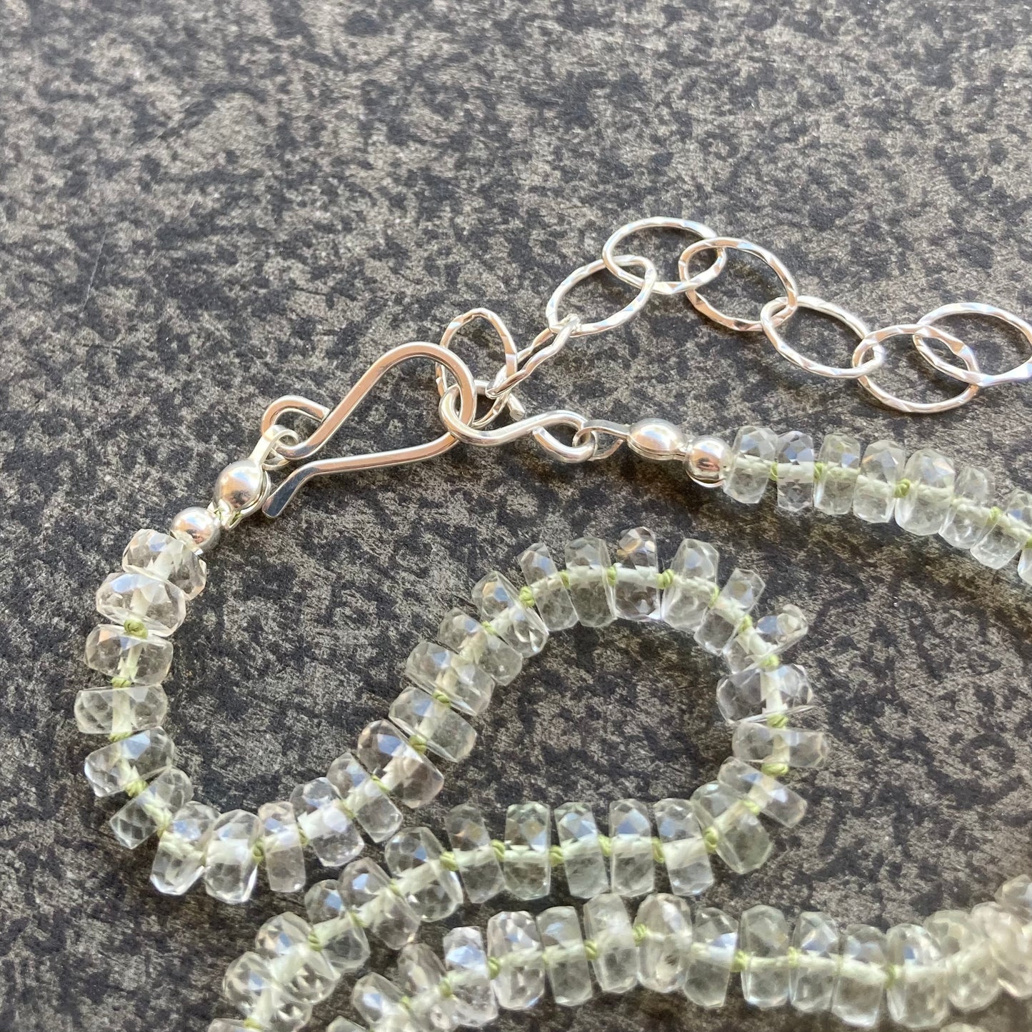 Prasiolite Hand Knotted Silk Necklace