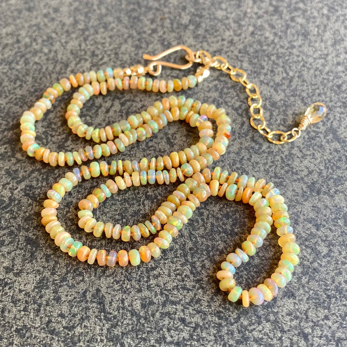 Ethiopian Golden Opal Hand Knotted Silk Necklace