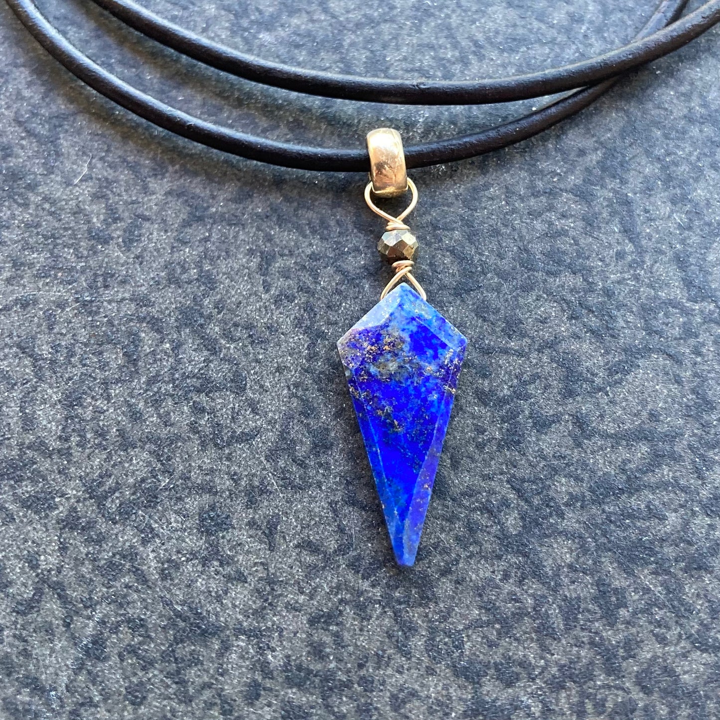 Lapis Lazuli & Bronze Arrowhead Leather Choker