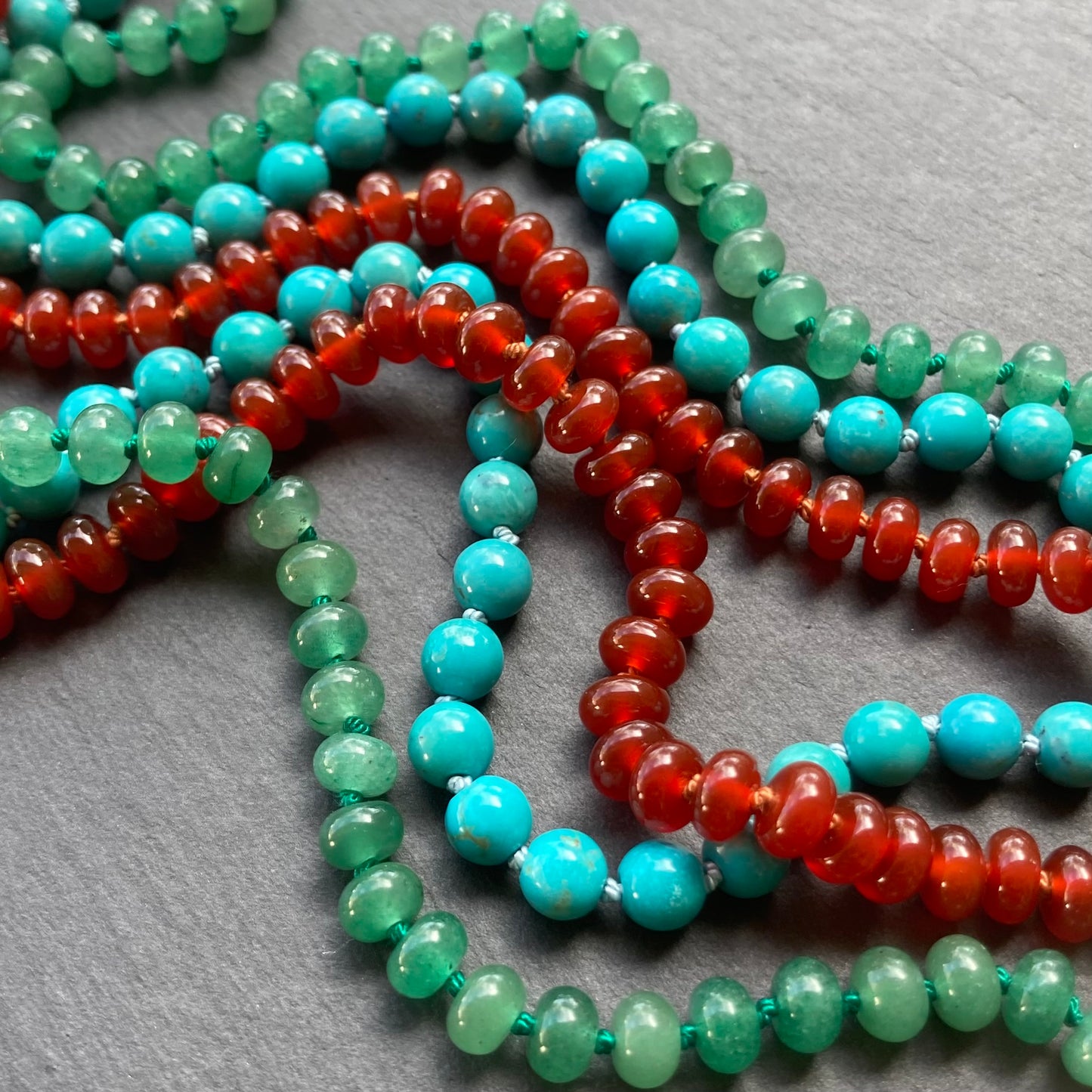 Aventurine Hand Knotted Silk Necklace