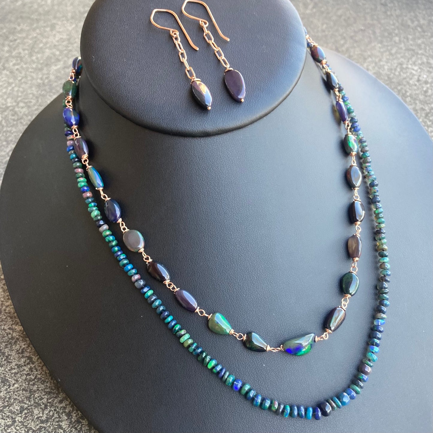 Ethiopian Black Opal & Rose Gold Necklace
