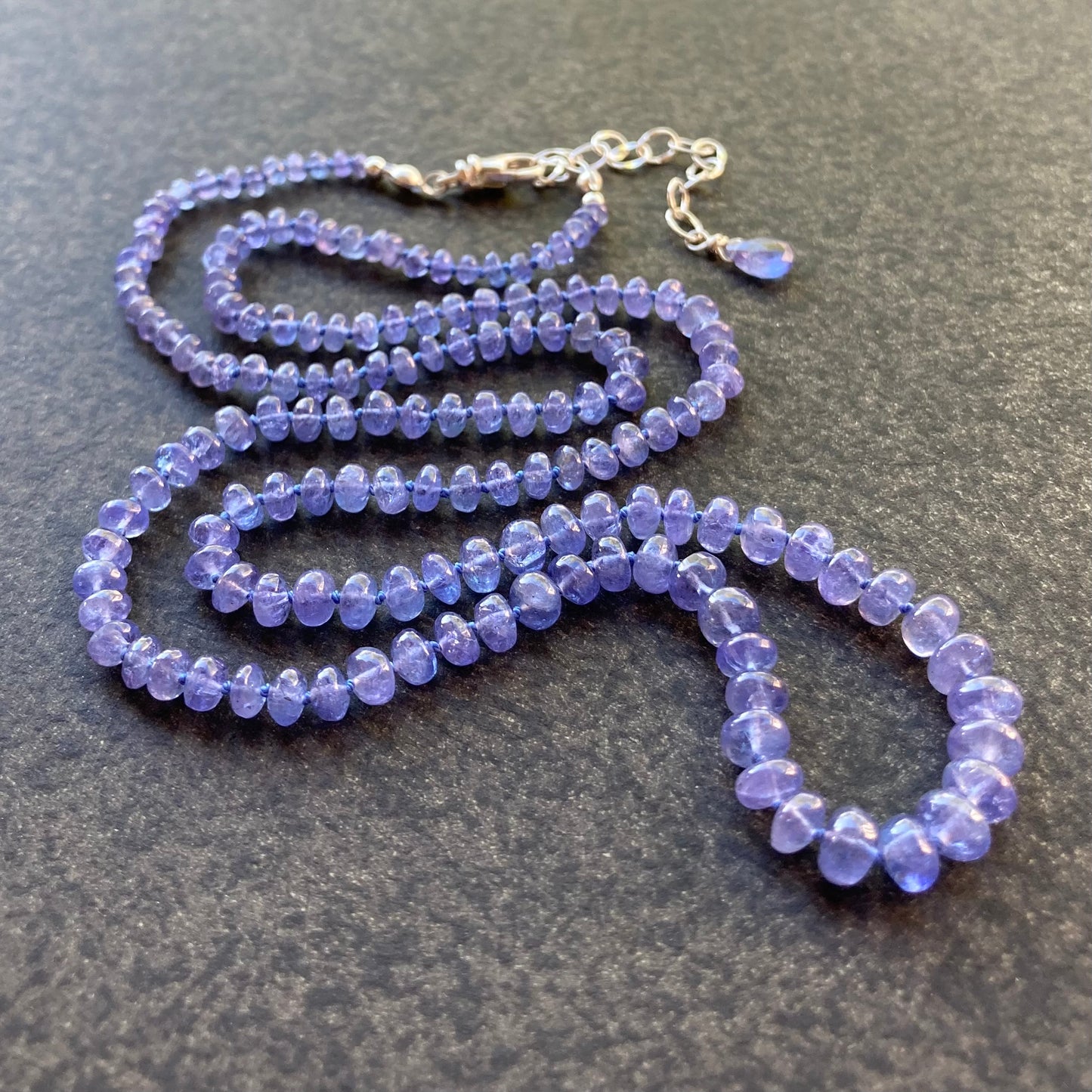Tanzanite Hand Knotted Silk Necklace