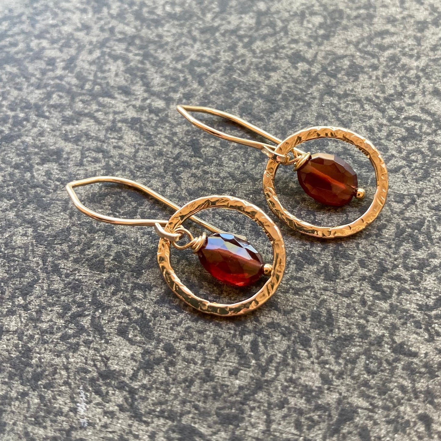 Mozambique Garnet, Gold & Bronze Hoops