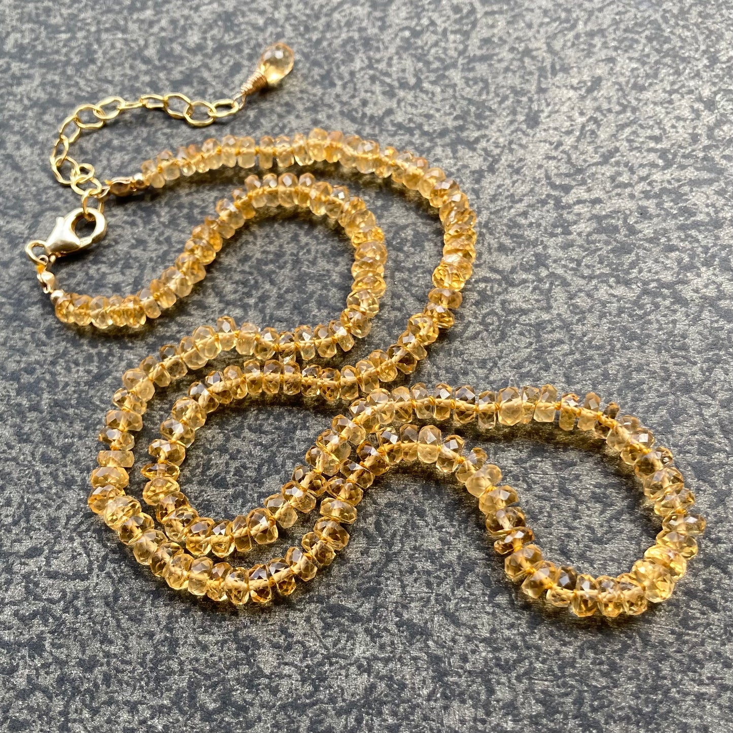 Citrine Hand Knotted Silk Necklace