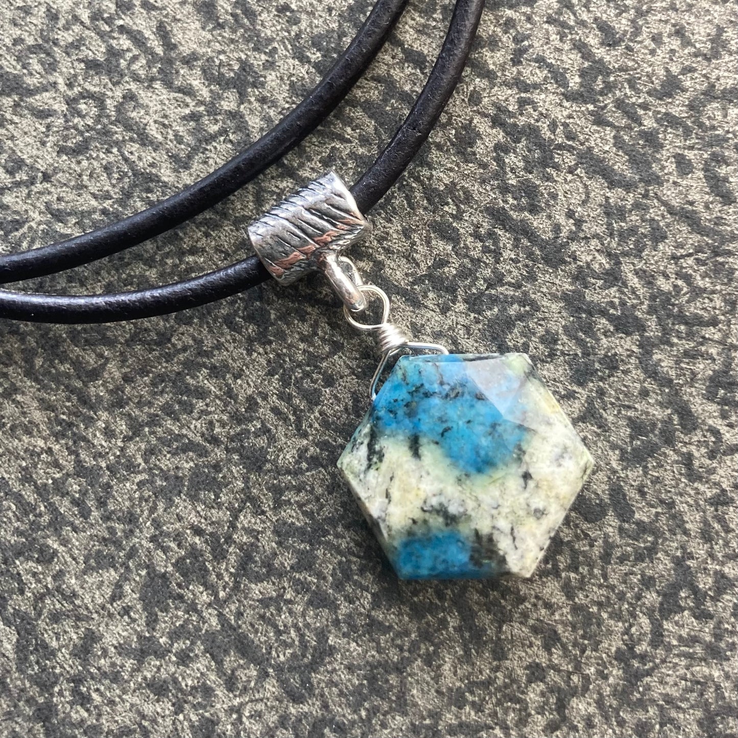 K2 Jasper & Sterling Silver Leather Choker