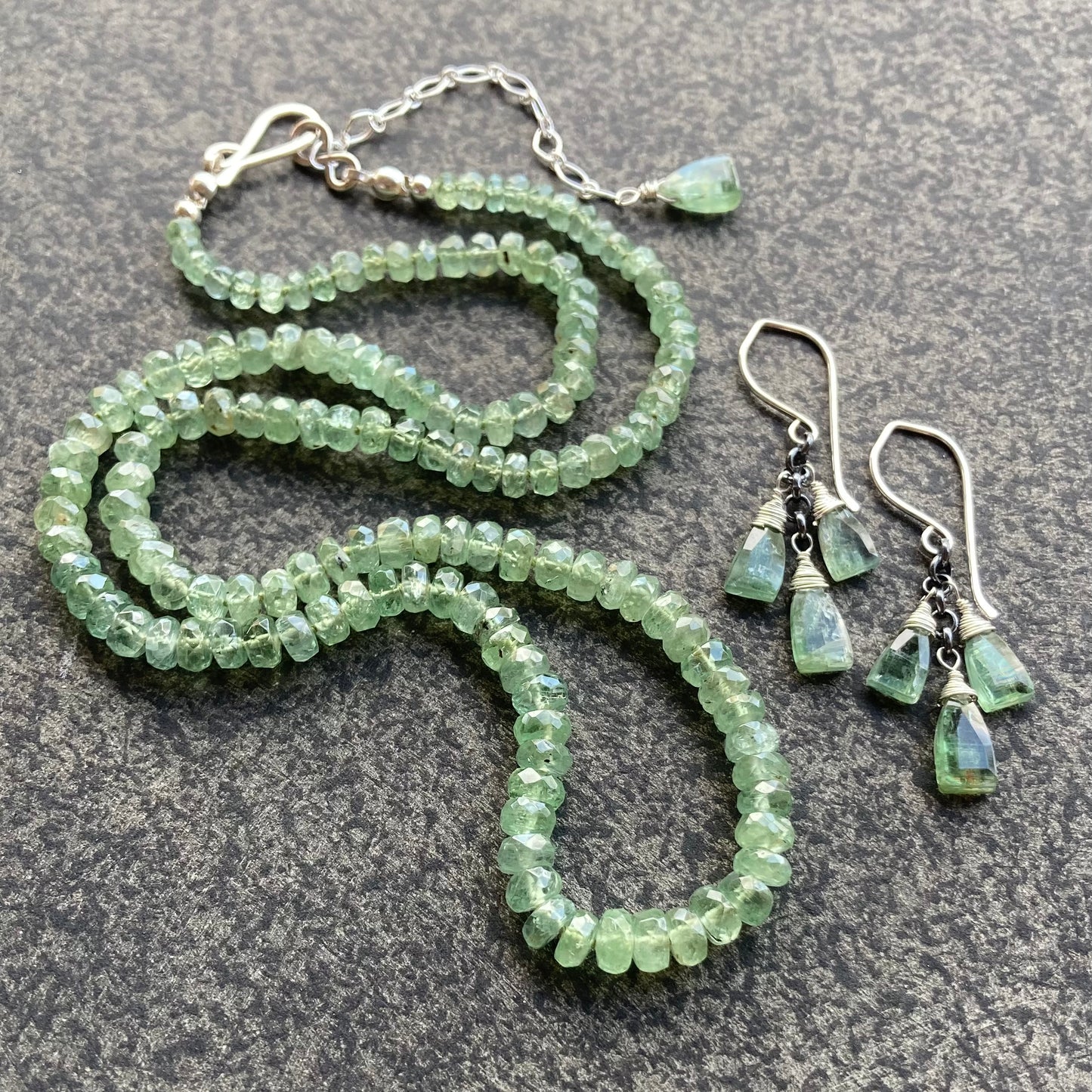 Green Kyanite Hand Knotted Silk Necklace