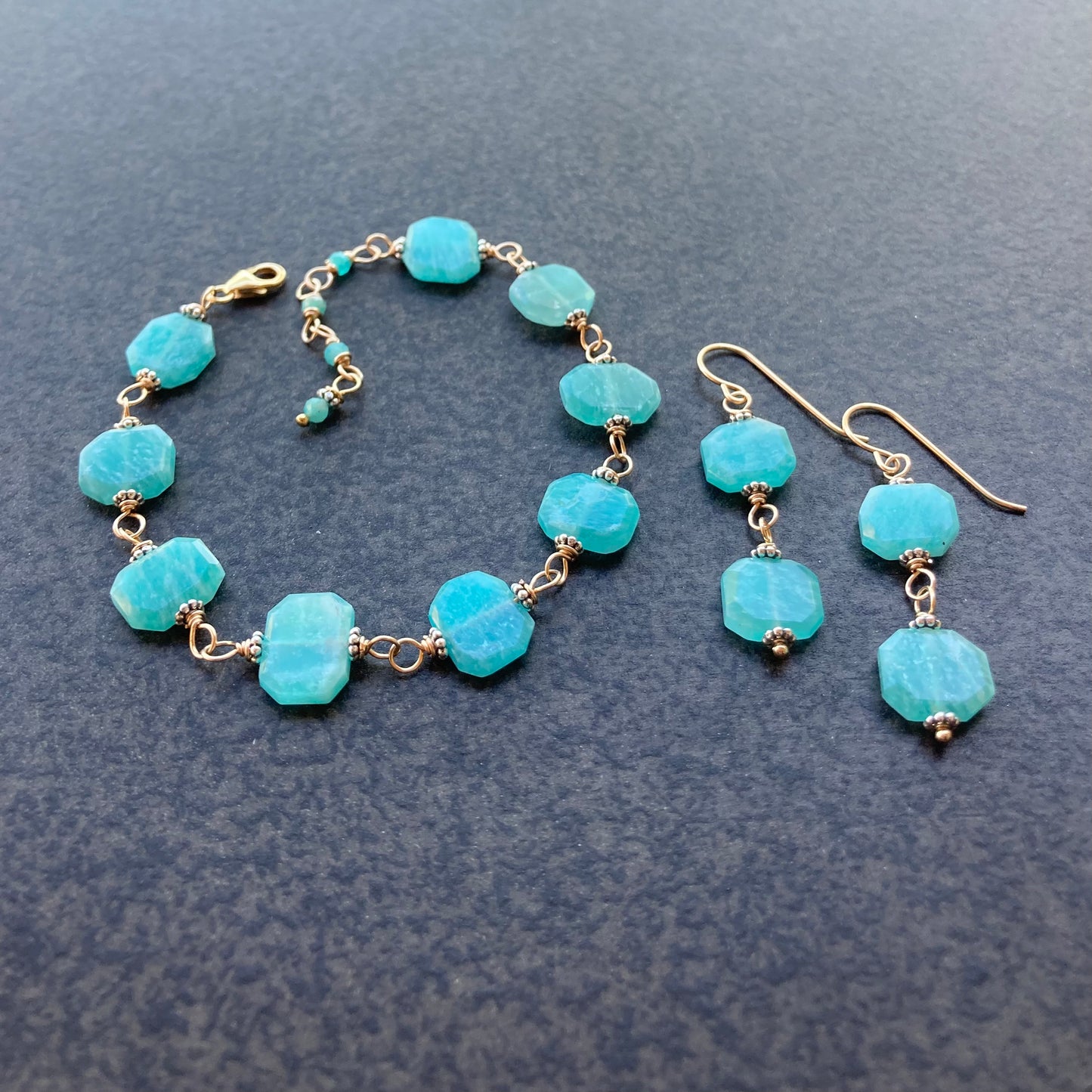 Amazonite & Mixed Metal Earrings
