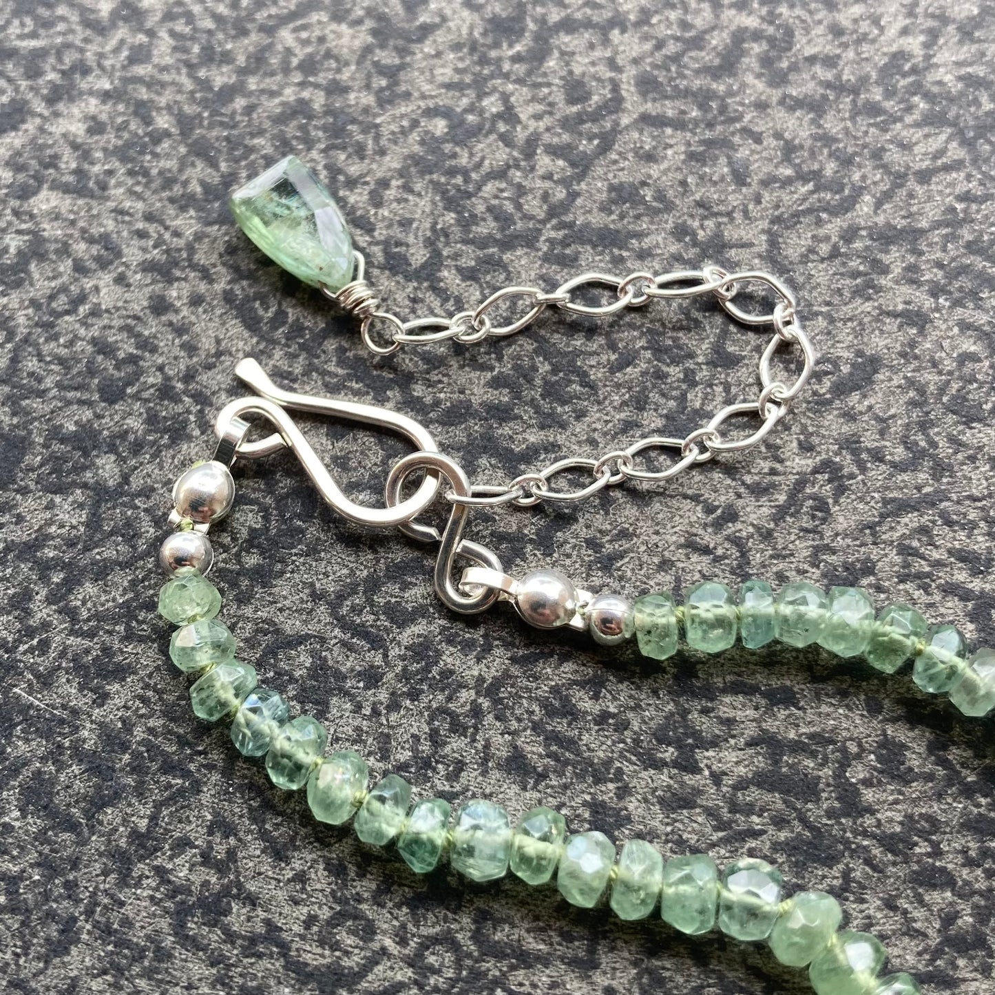 Green Kyanite Hand Knotted Silk Necklace