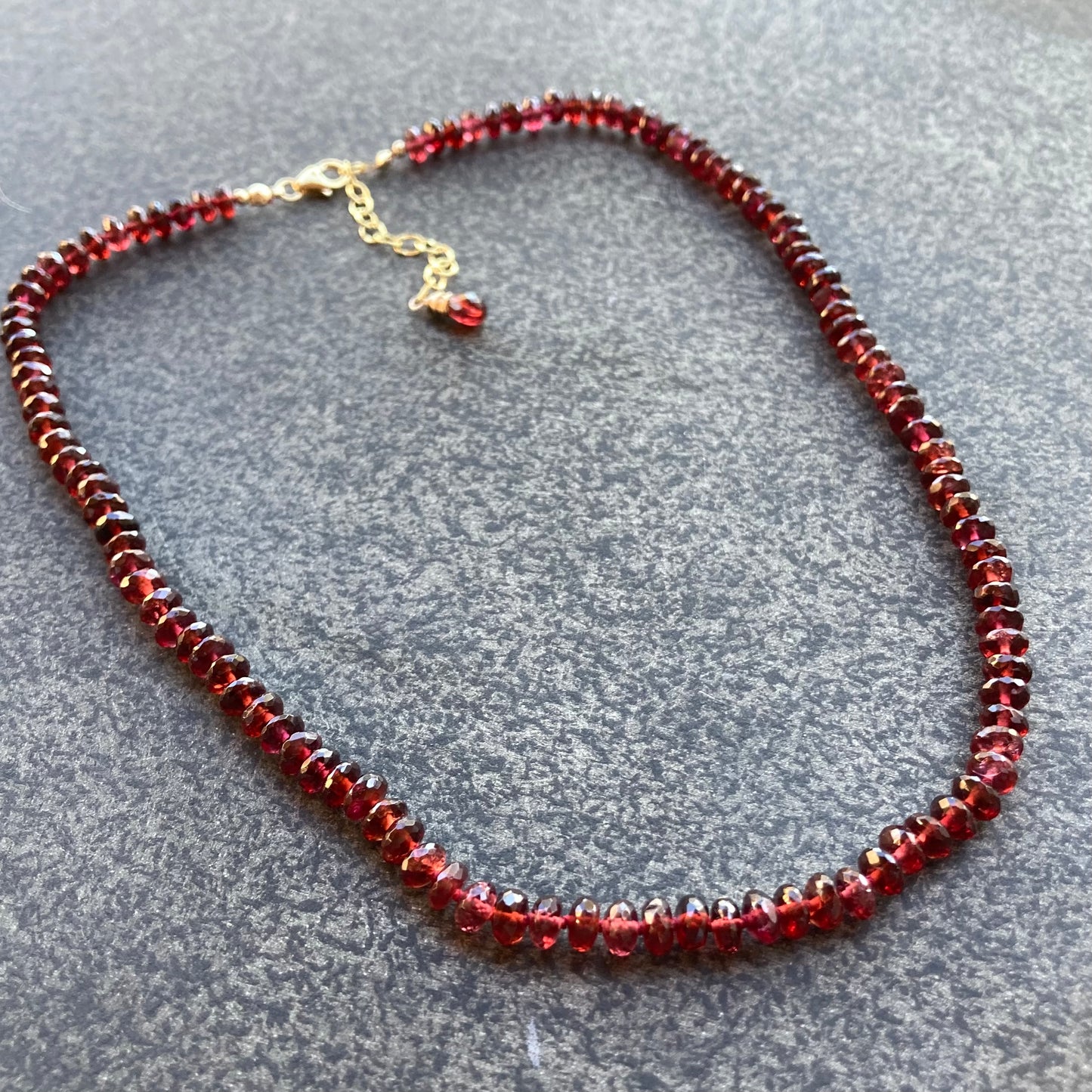 Mozambique Garnet Hand Knotted Silk Necklace