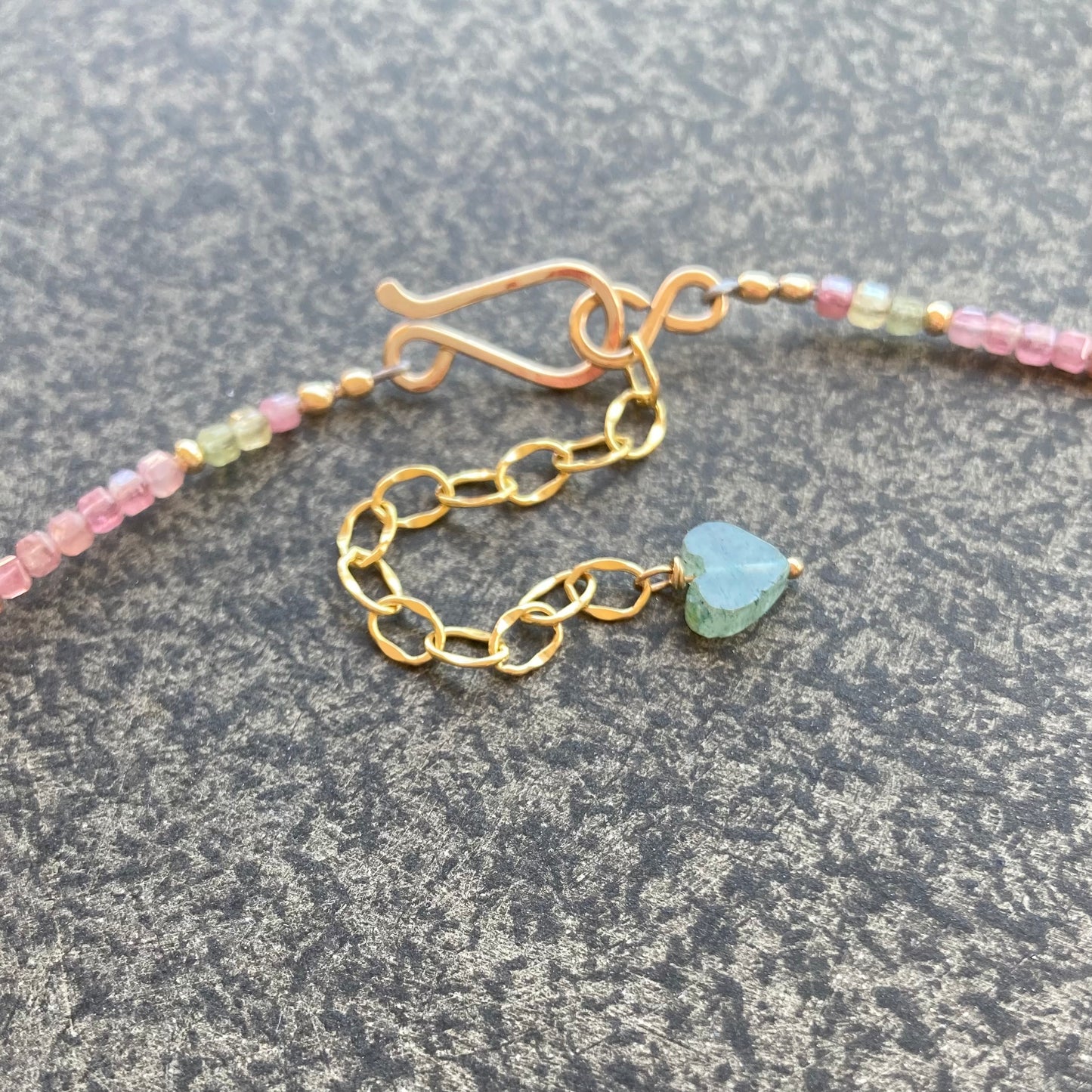 Multicolor Tourmaline, 14k Gold & Bronze Butterfly Necklace
