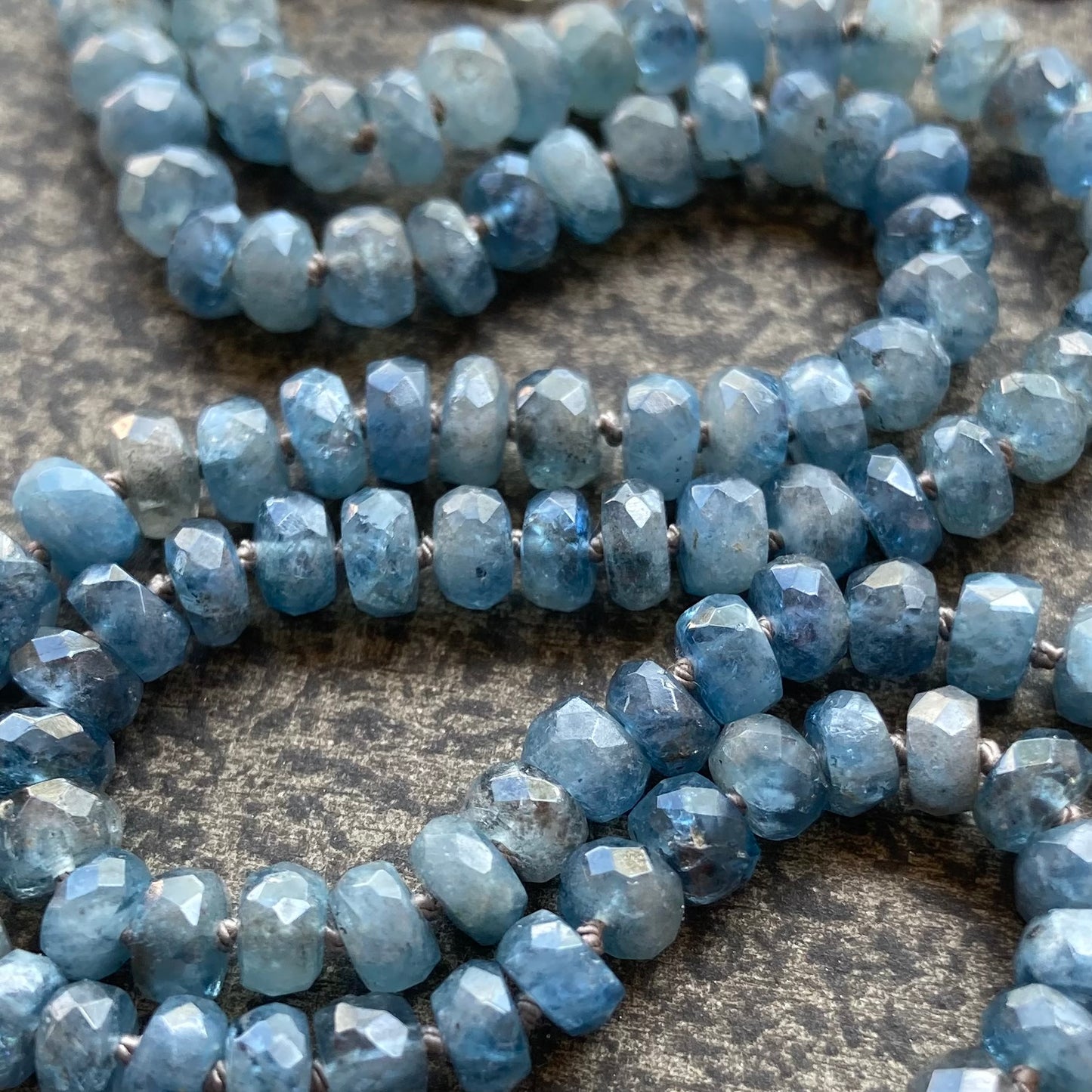 Santa Maria Aquamarine Hand Knotted Silk Necklace