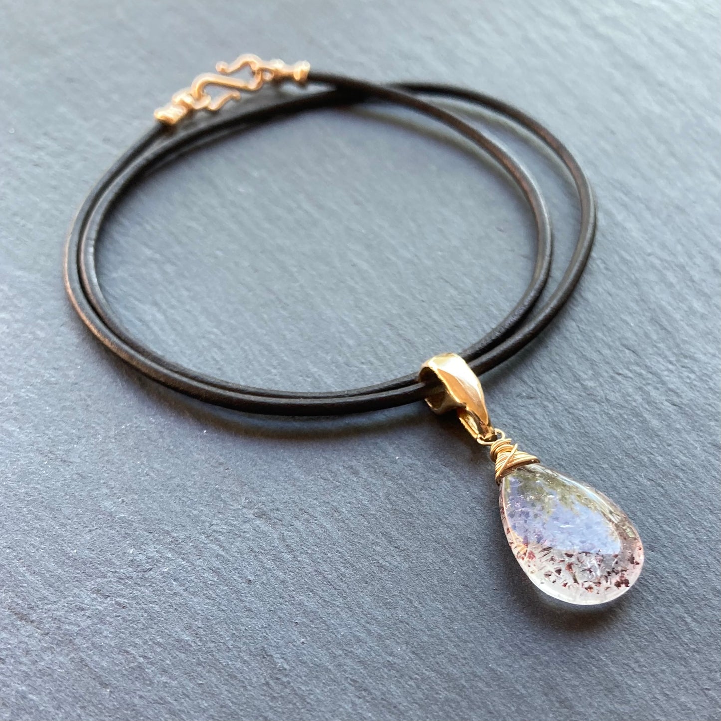 Lepidocrocite & Bronze Genuine Leather Choker