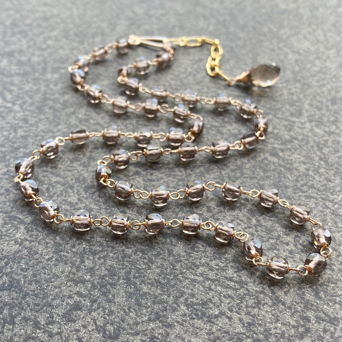 Ice Obsidian & Gold Convertible Lariat Necklace